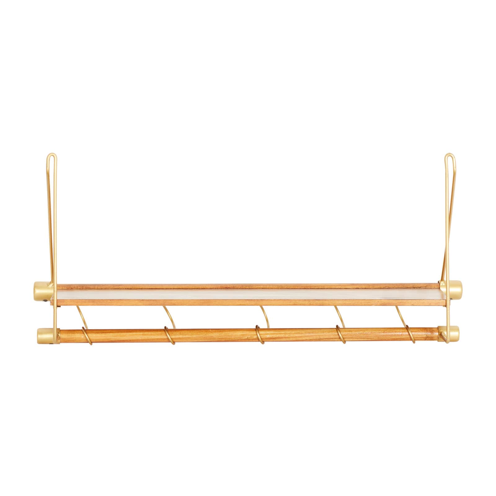 Gold Wood Contemporary Wall Hook, 14" x 23" x 6"