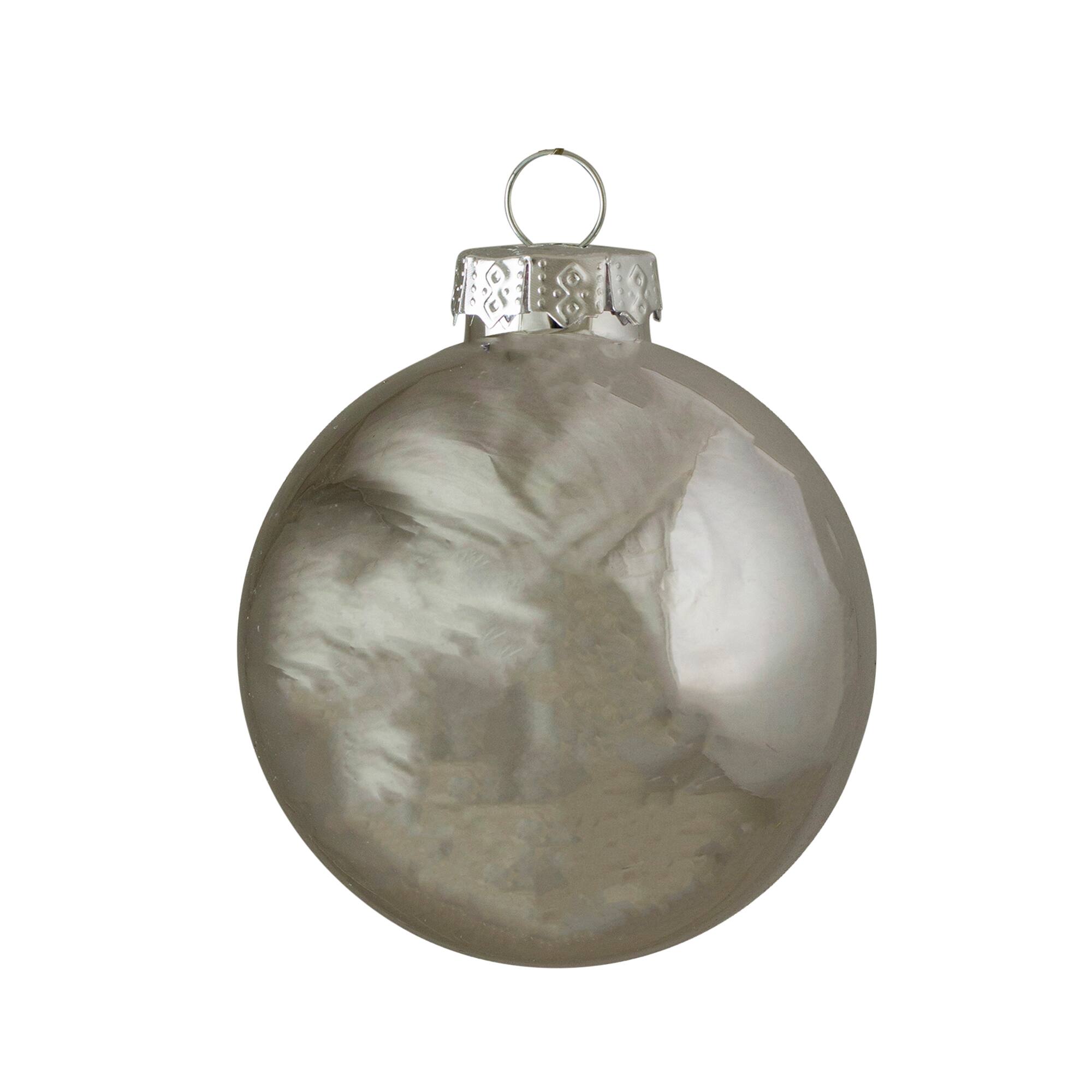 40ct. Shiny &#x26; Matte Silver Glass Ball Ornaments