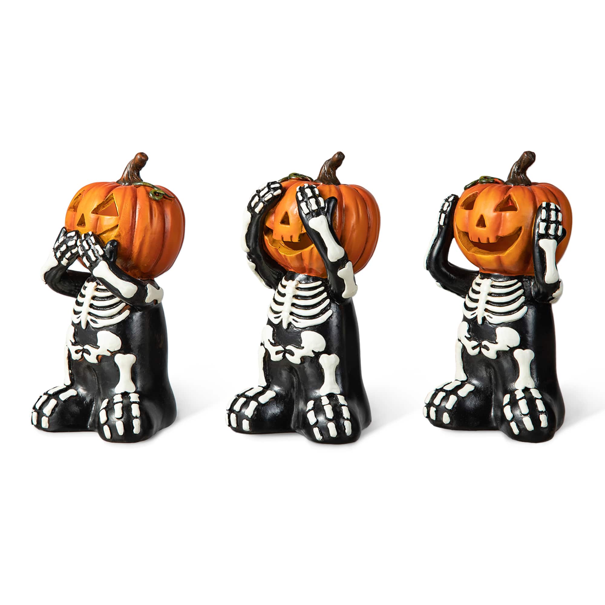 Glitzhome&#xAE; 5.75&#x22; Halloween Skeleton Pumpkin Table D&#xE9;cor Set
