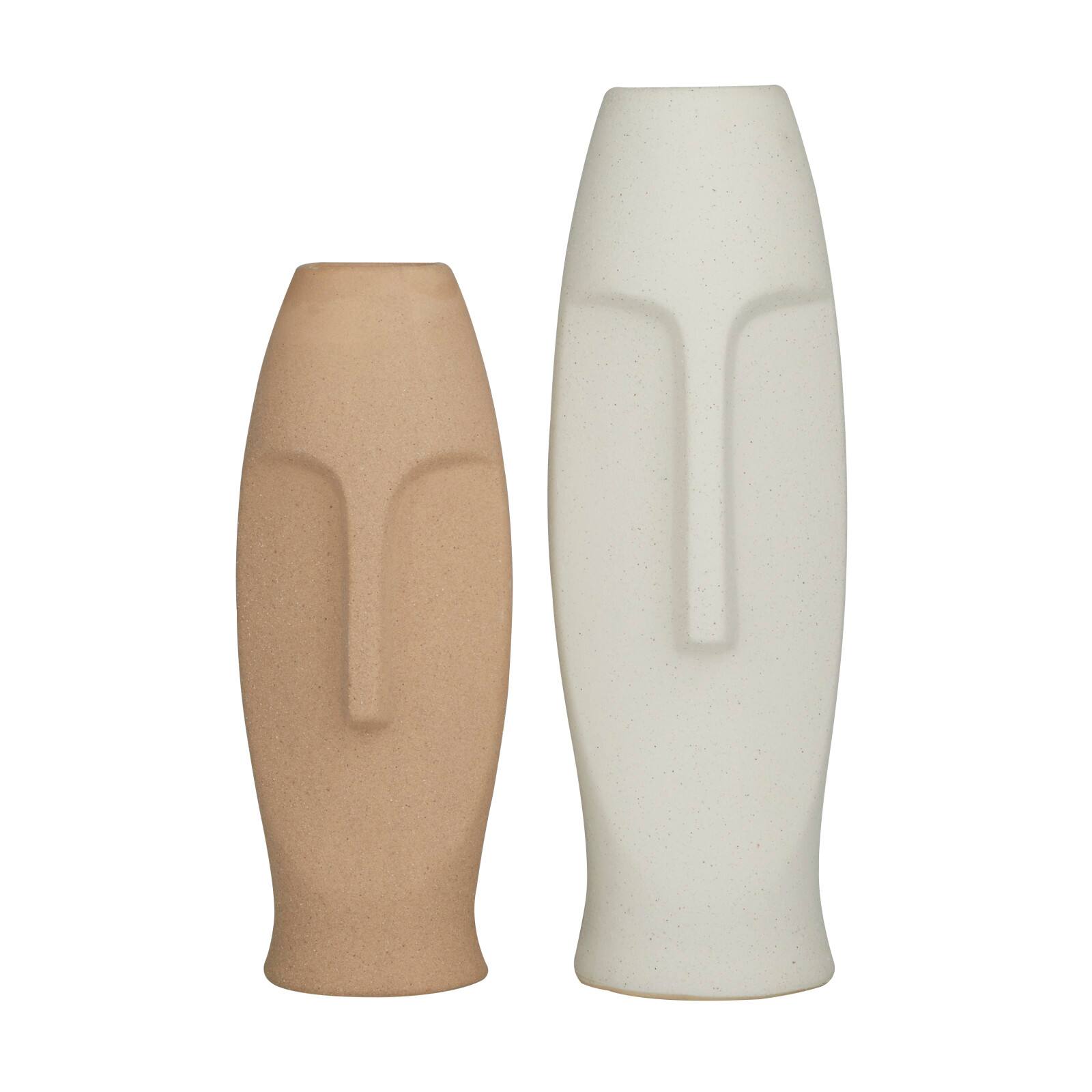 Set of 2 Multi Stoneware Contemporary Vase, 15" x 5" x 5"