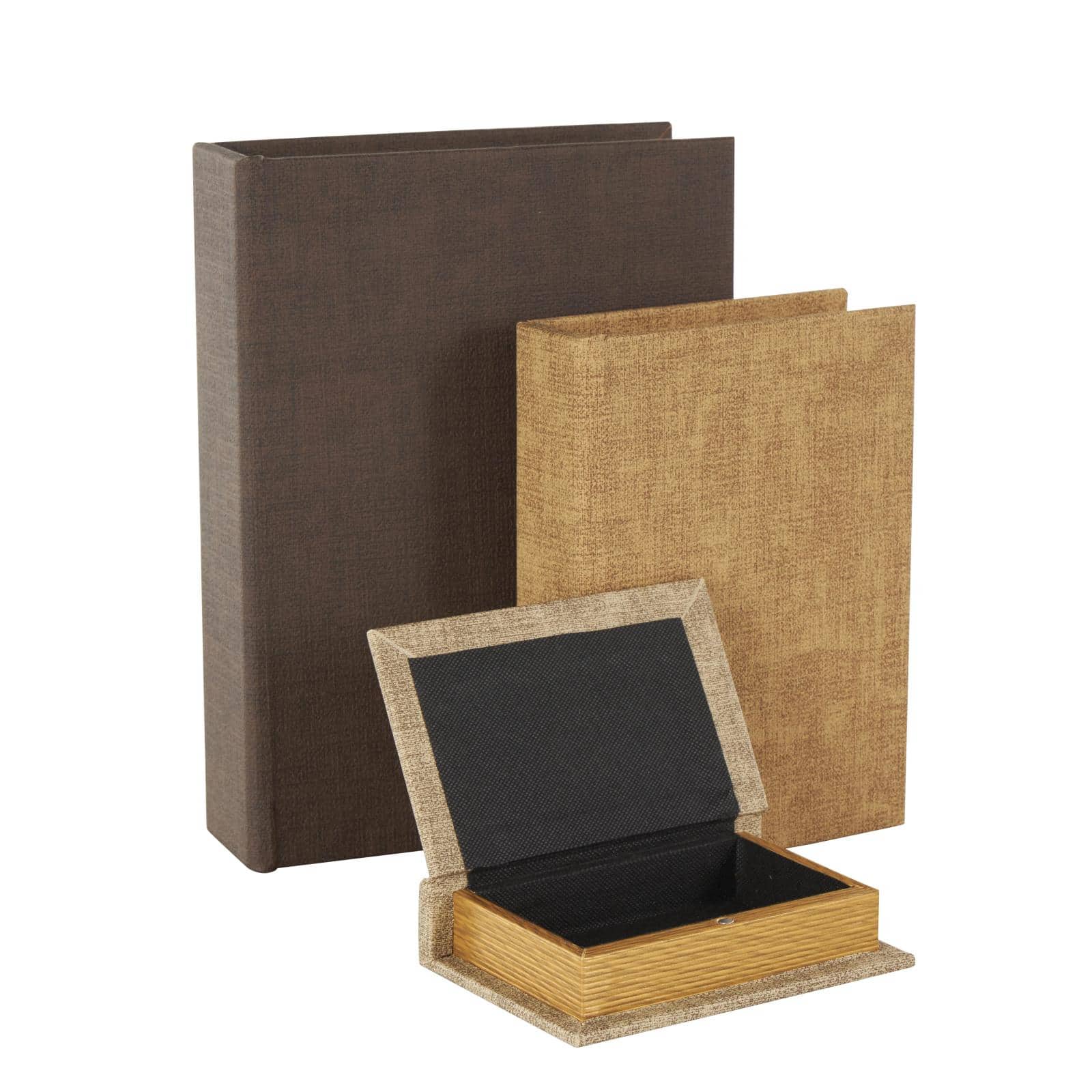 Multicolored Faux Leather Decorative Storage Book Boxes, 3ct.