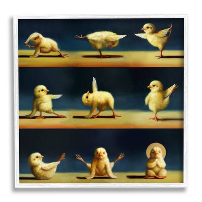 Stupell Industries Yoga Chicks Stretching Farm Animals Funny Exercise