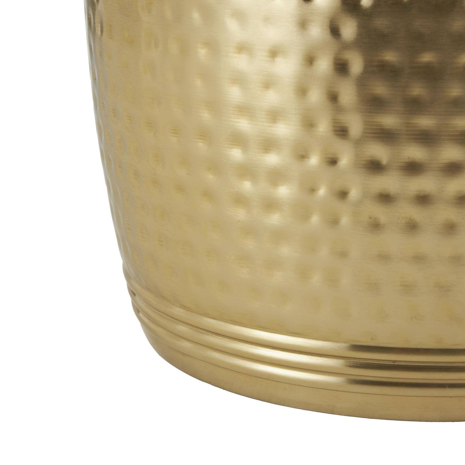 19&#x22; Gold Metal Hammered Drum Side End Accent Table