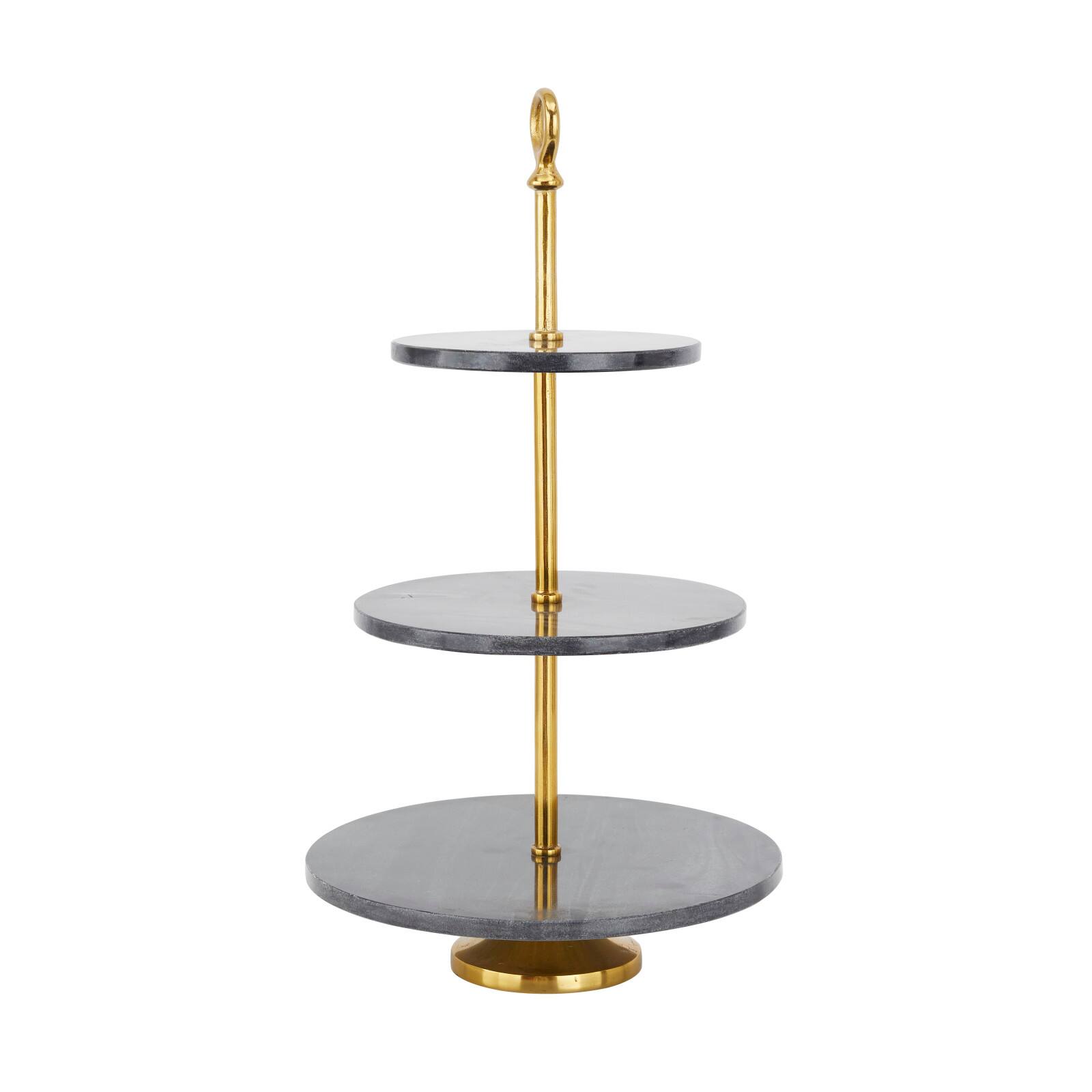 Gray Marble Natural Tiered Server, 27" x 14" x 14"