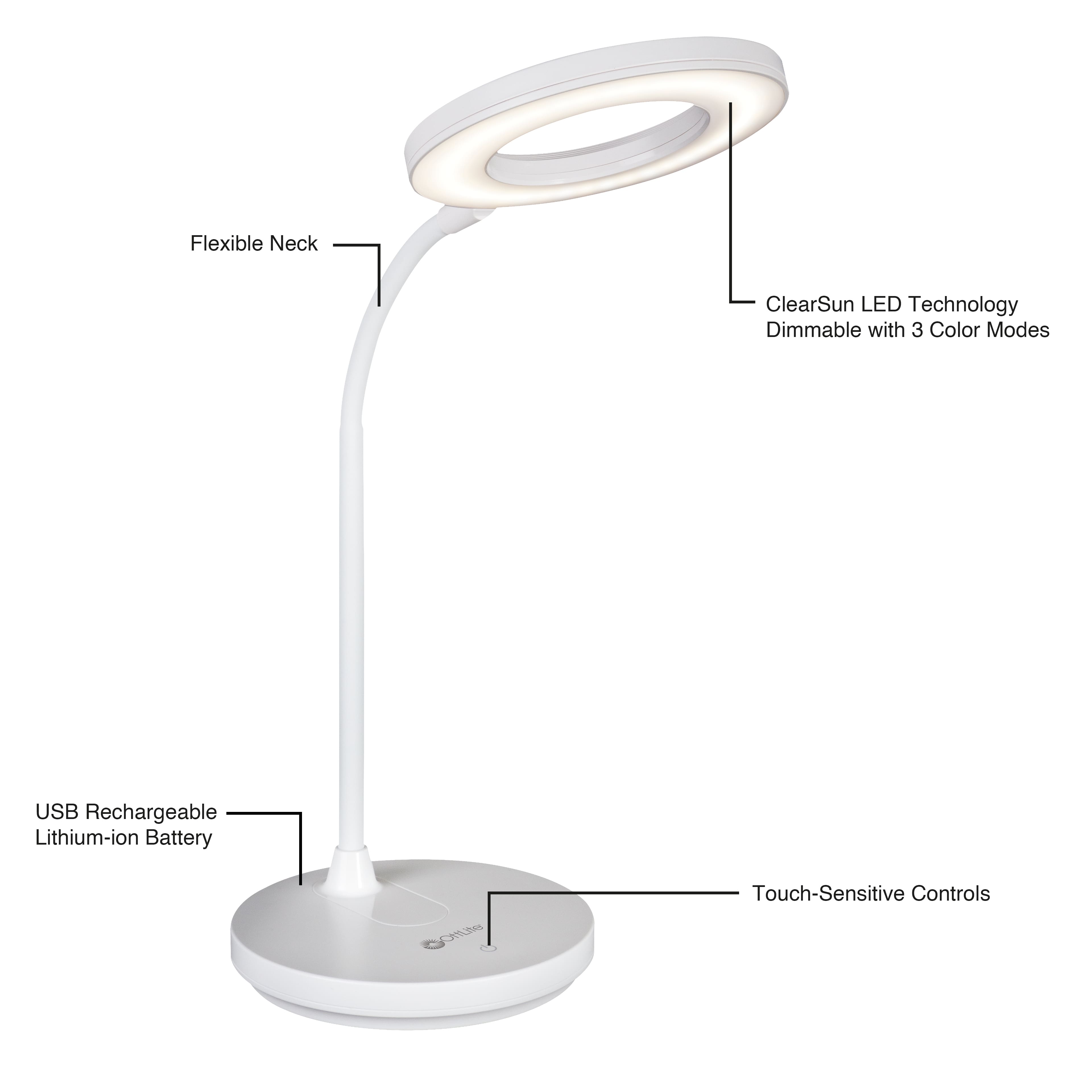 OttLite® Rechargeable LED Ring Desk Lamp