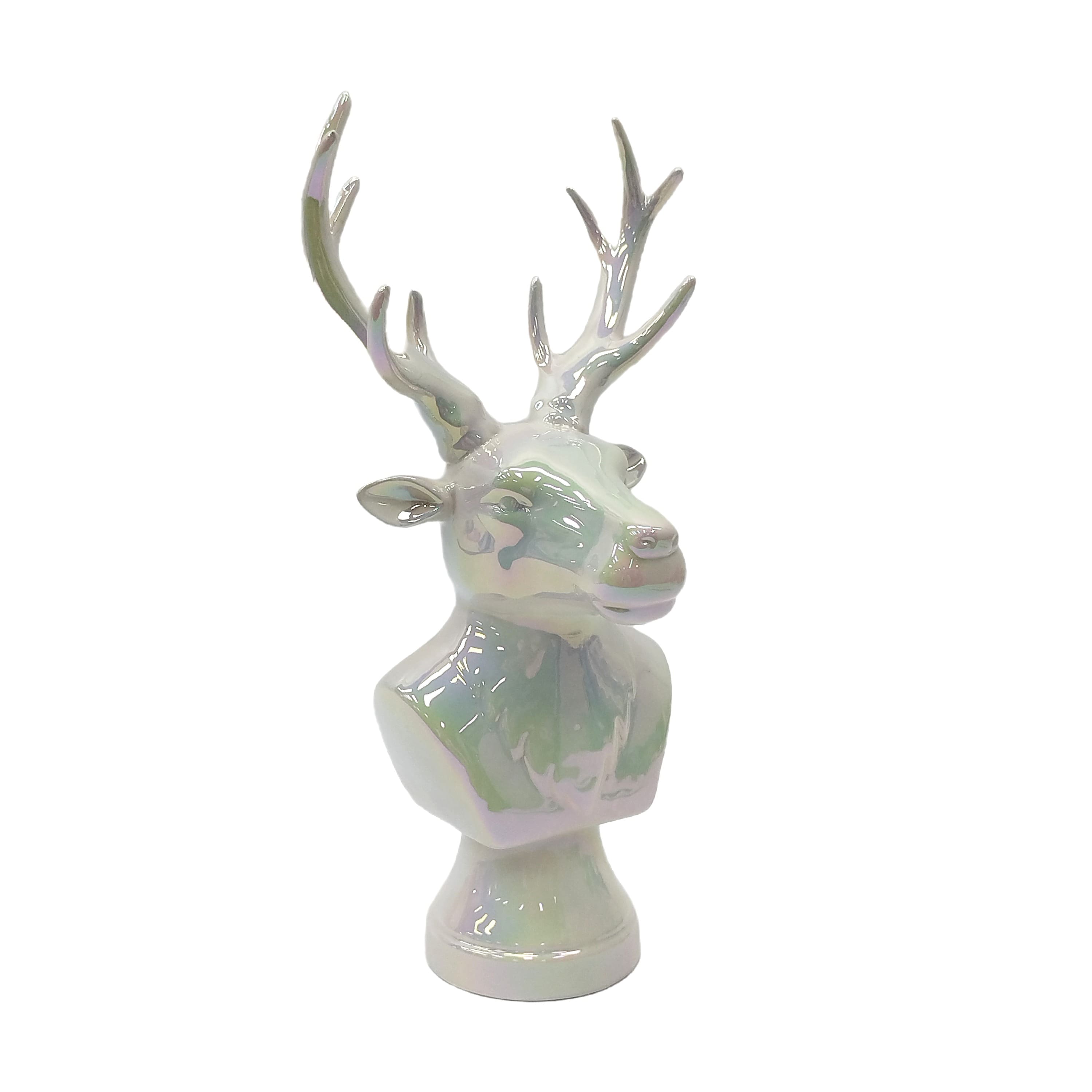 13.25&#x22; Iridescent White Reindeer Bust Tabletop D&#xE9;cor by Ashland&#xAE;