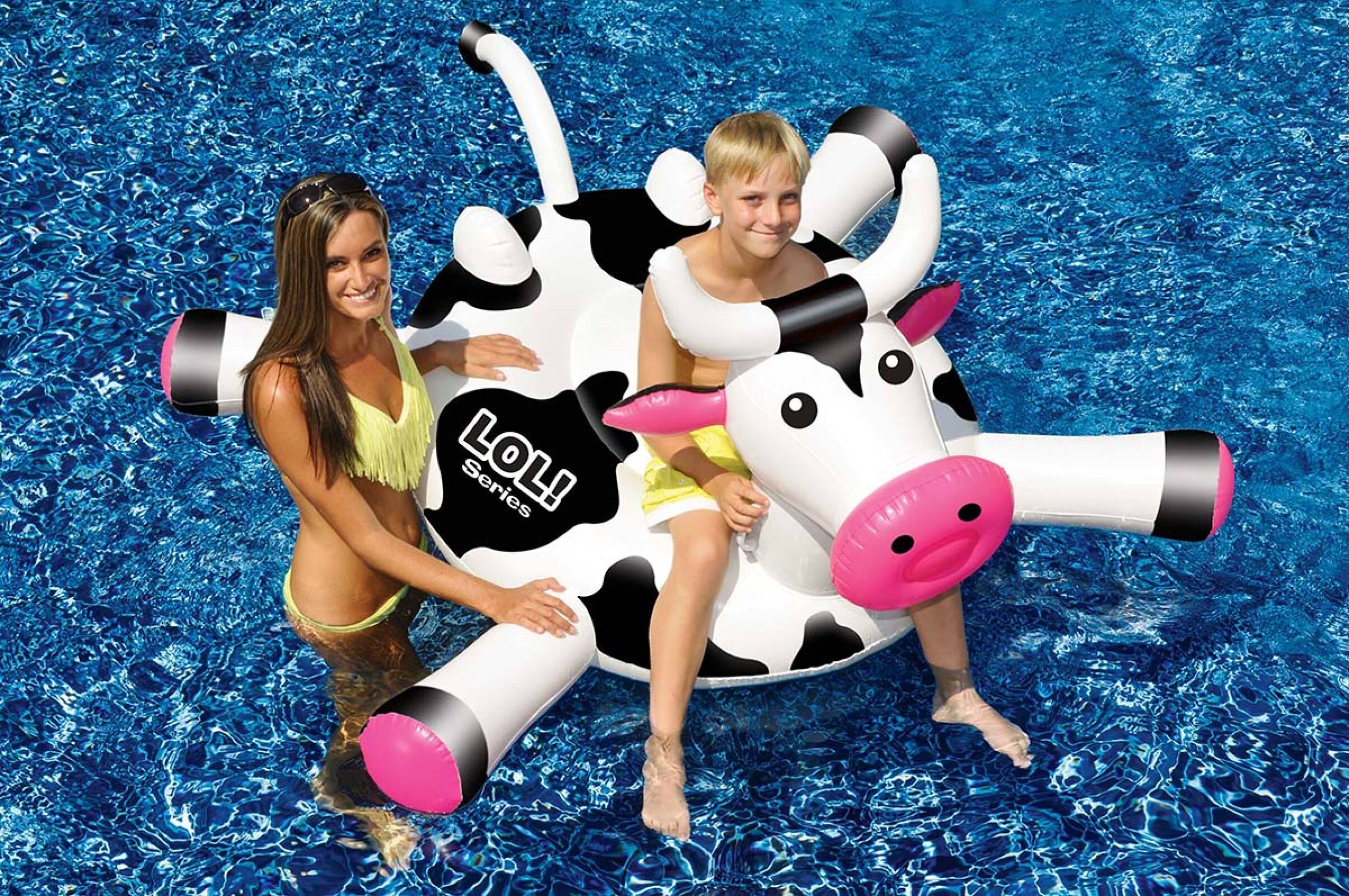 Swimline LOL! Series 54&#x22; Inflatable Black &#x26; White Cow Pool Float