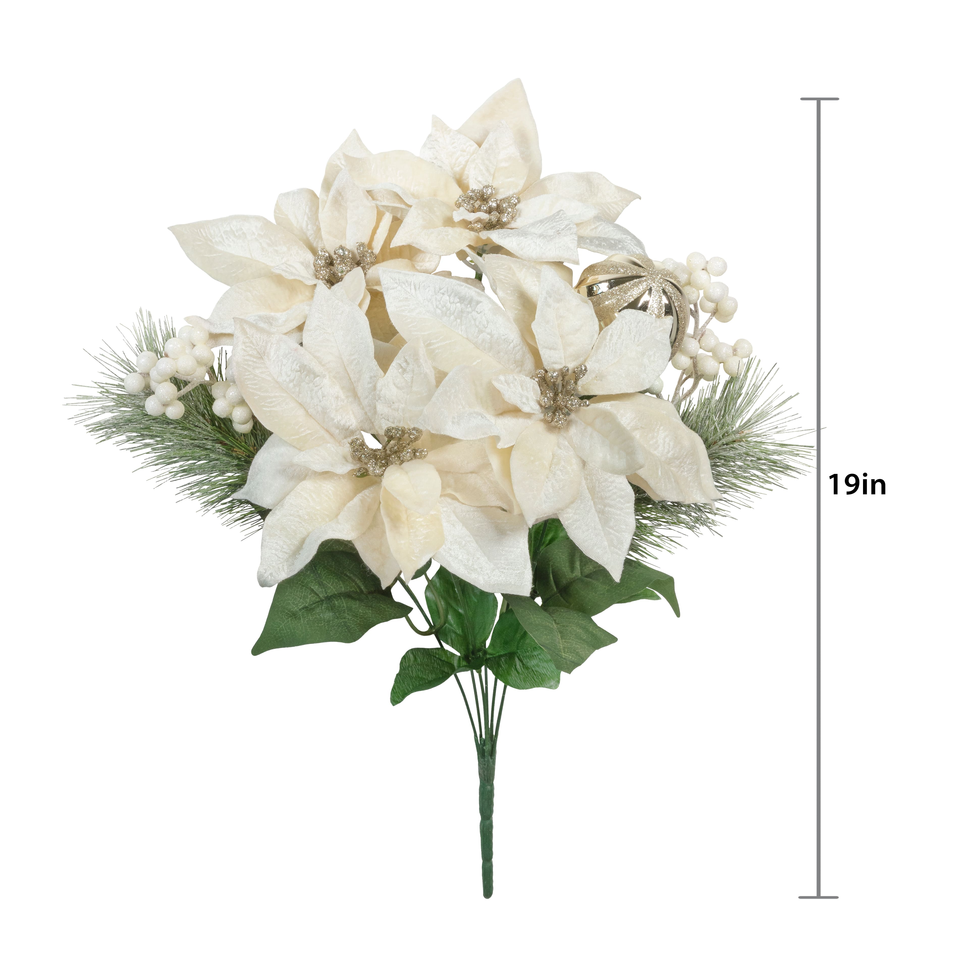 19&#x22; Champagne Poinsettia, Pine &#x26; Ornament Deluxe Bush by Ashland&#xAE;