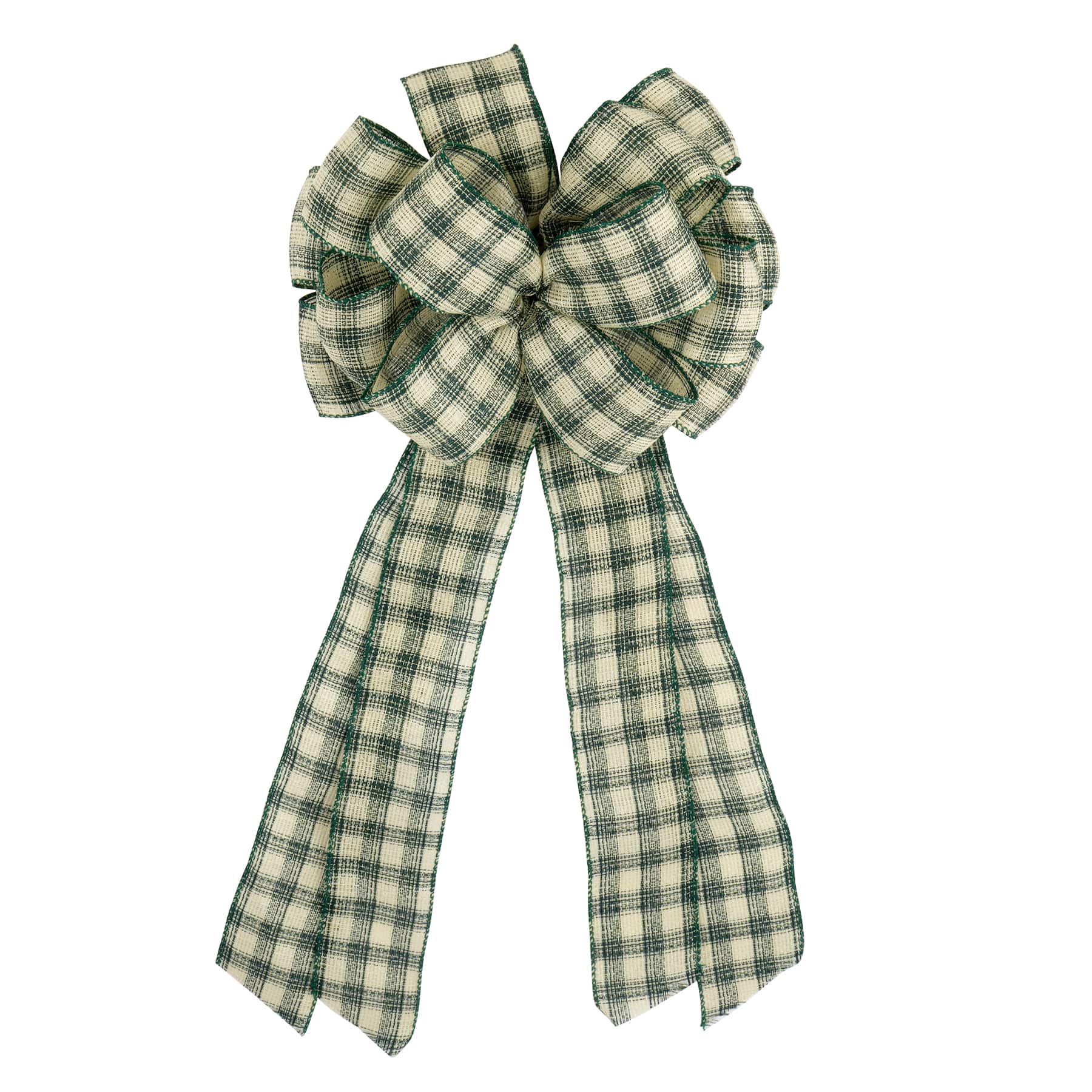 21&#x22; Green Check Tree Bow by Celebrate It&#xAE;