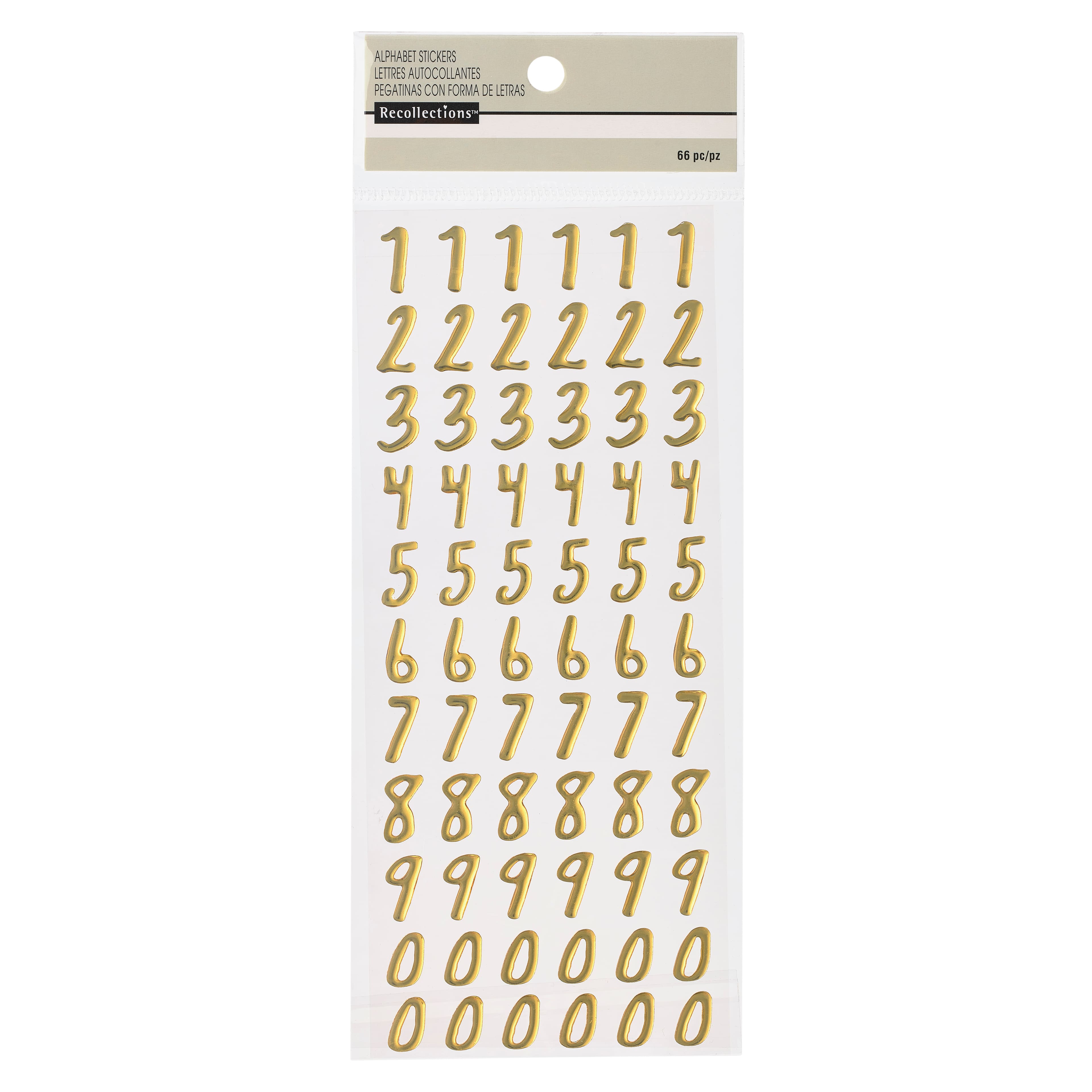 12 Packs: 66 ct. (792 total) Gold Foil Number Stickers by Recollections™