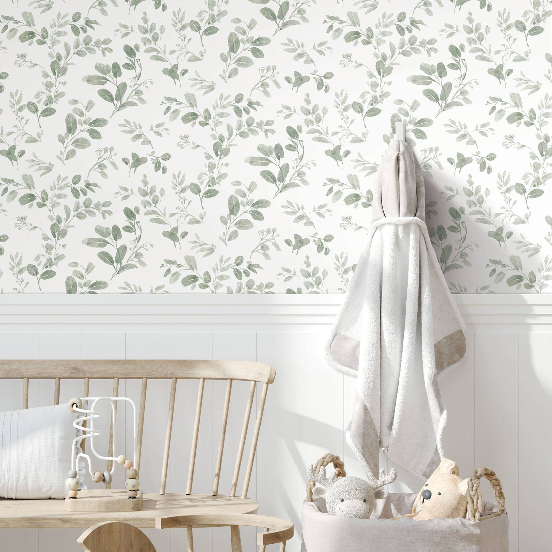 RoomMates Green Dancing Leaves Peel &#x26; Stick Wallpaper