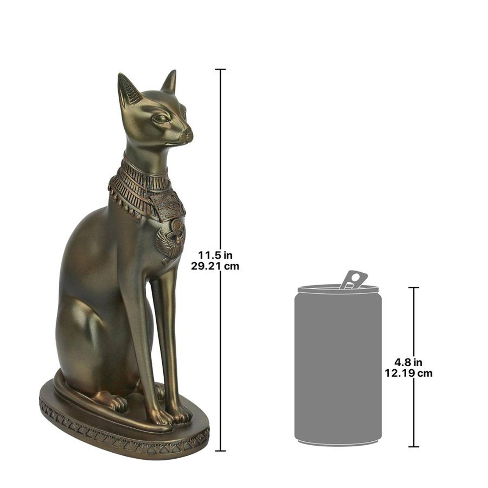 11.5" Gold Cat Goddess of Ancient Egypt Statue