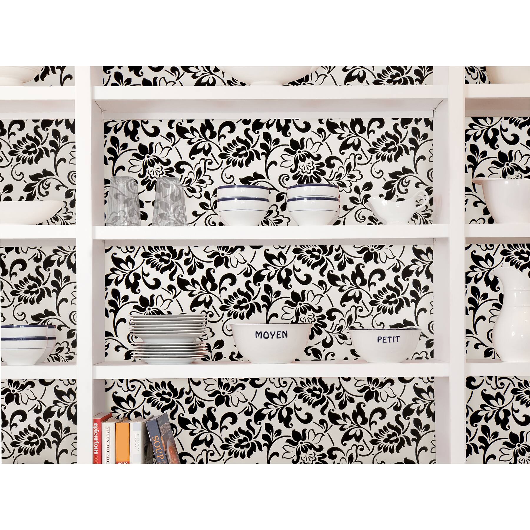 Fablon Black & White Damask Adhesive Film, 2ct.