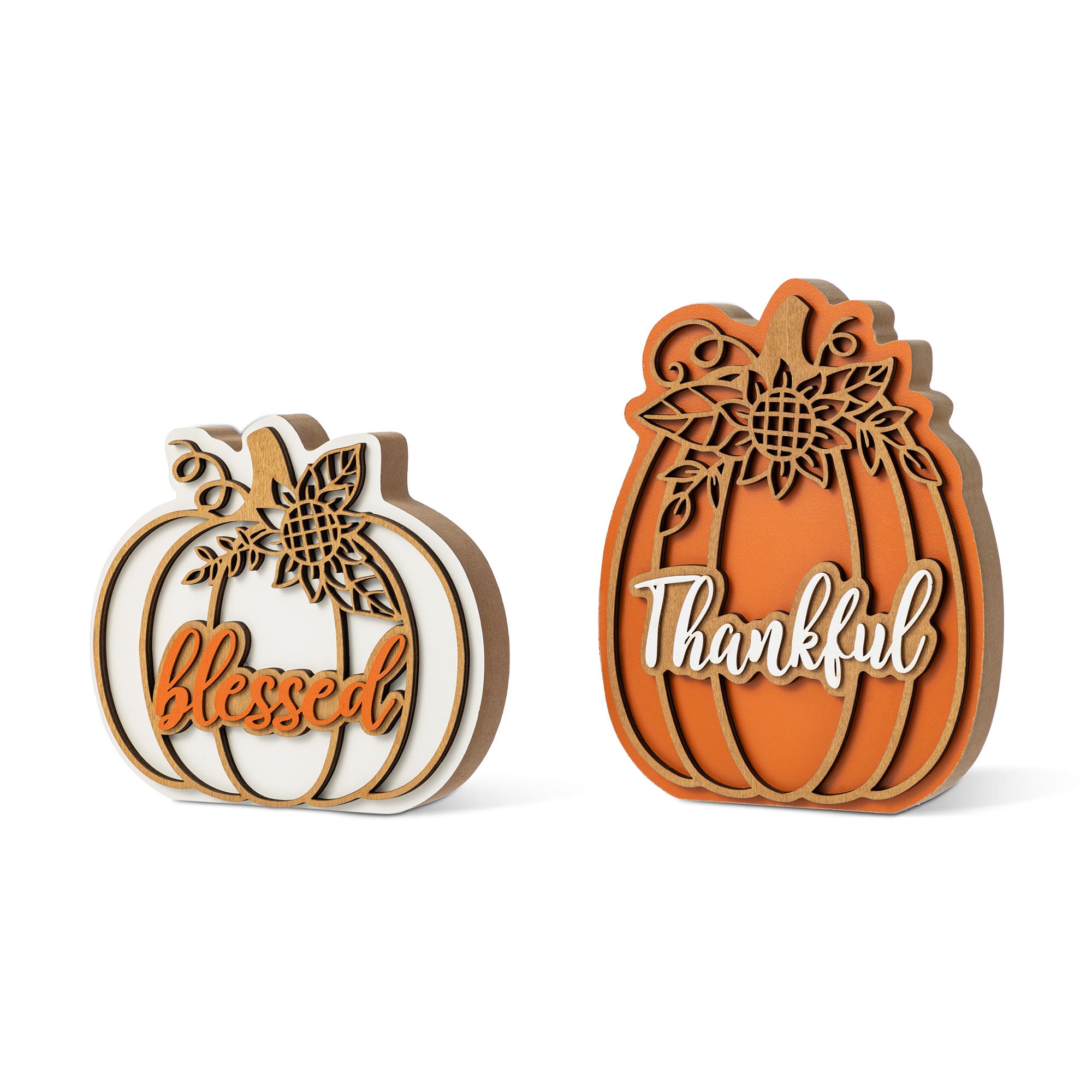 Glitzhome&#xAE; 8&#x22;H Thanksgiving Wooden Pumpkin Table Decor Set