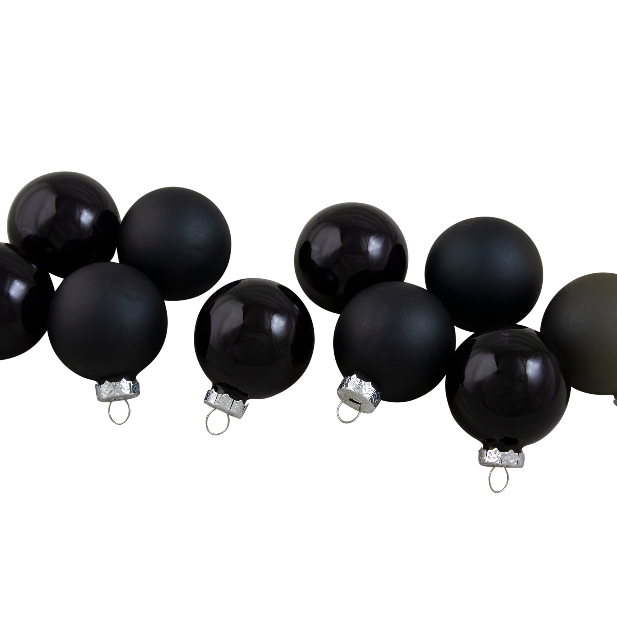 10ct. 1.75&#x22; Shiny &#x26; Matte Black Glass Ball Ornaments