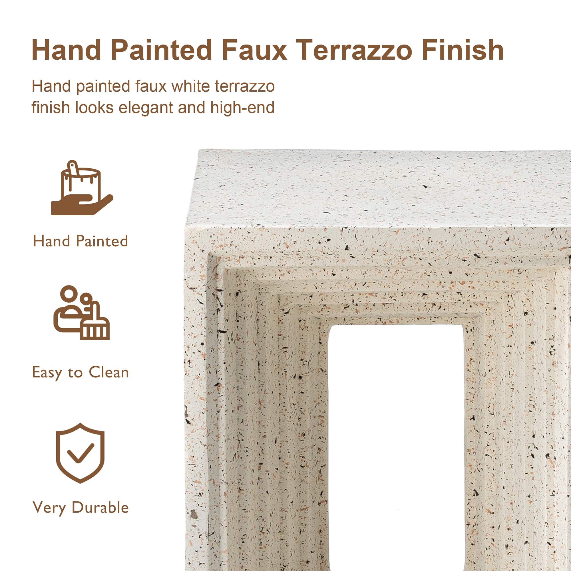 Glitzhome® 17" Faux Terrazzo Square Garden Stool