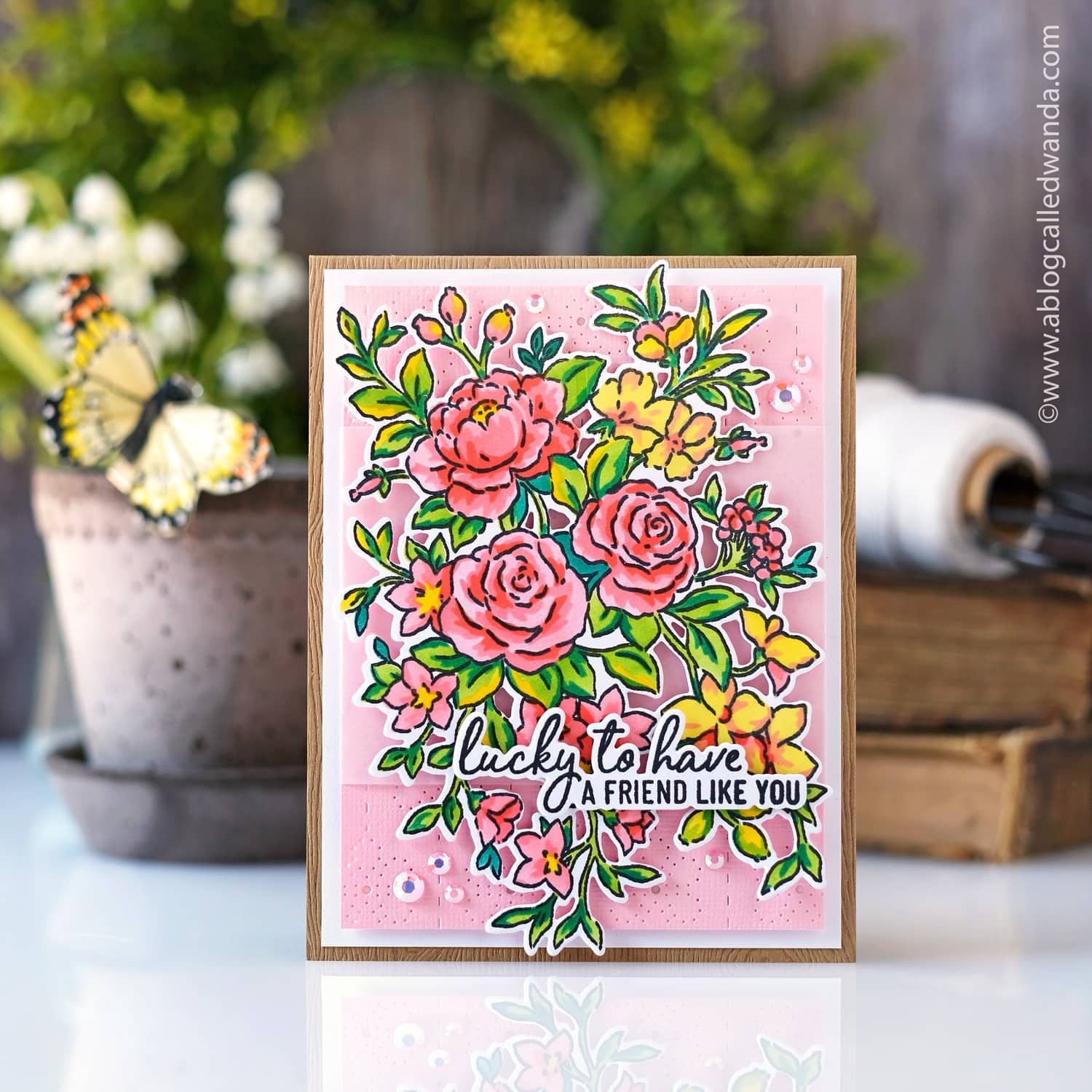 Pinkfresh Studio Floral Backdrop Cover Plate Die