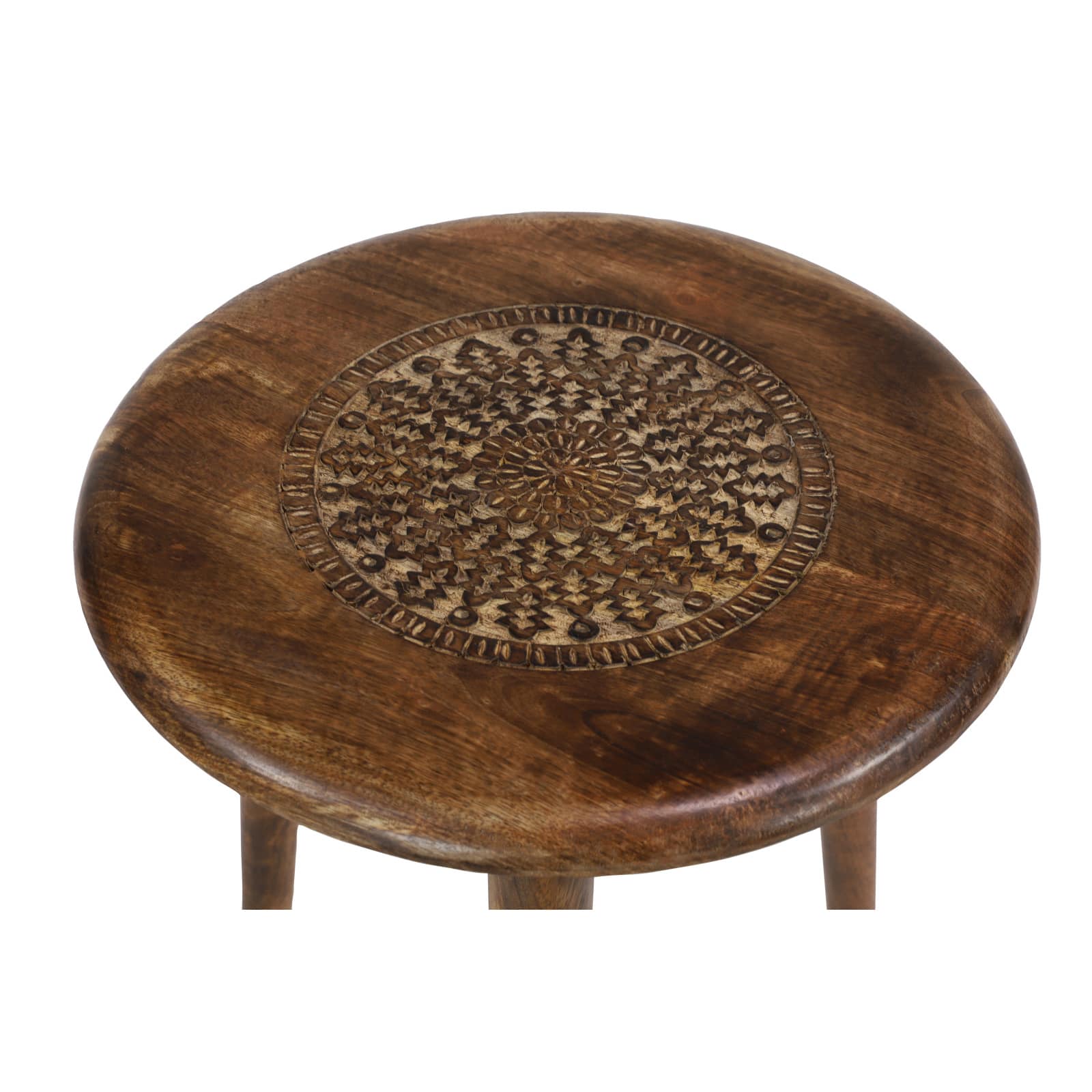 22&#x22; Brown Mango Wood Traditional Accent Table