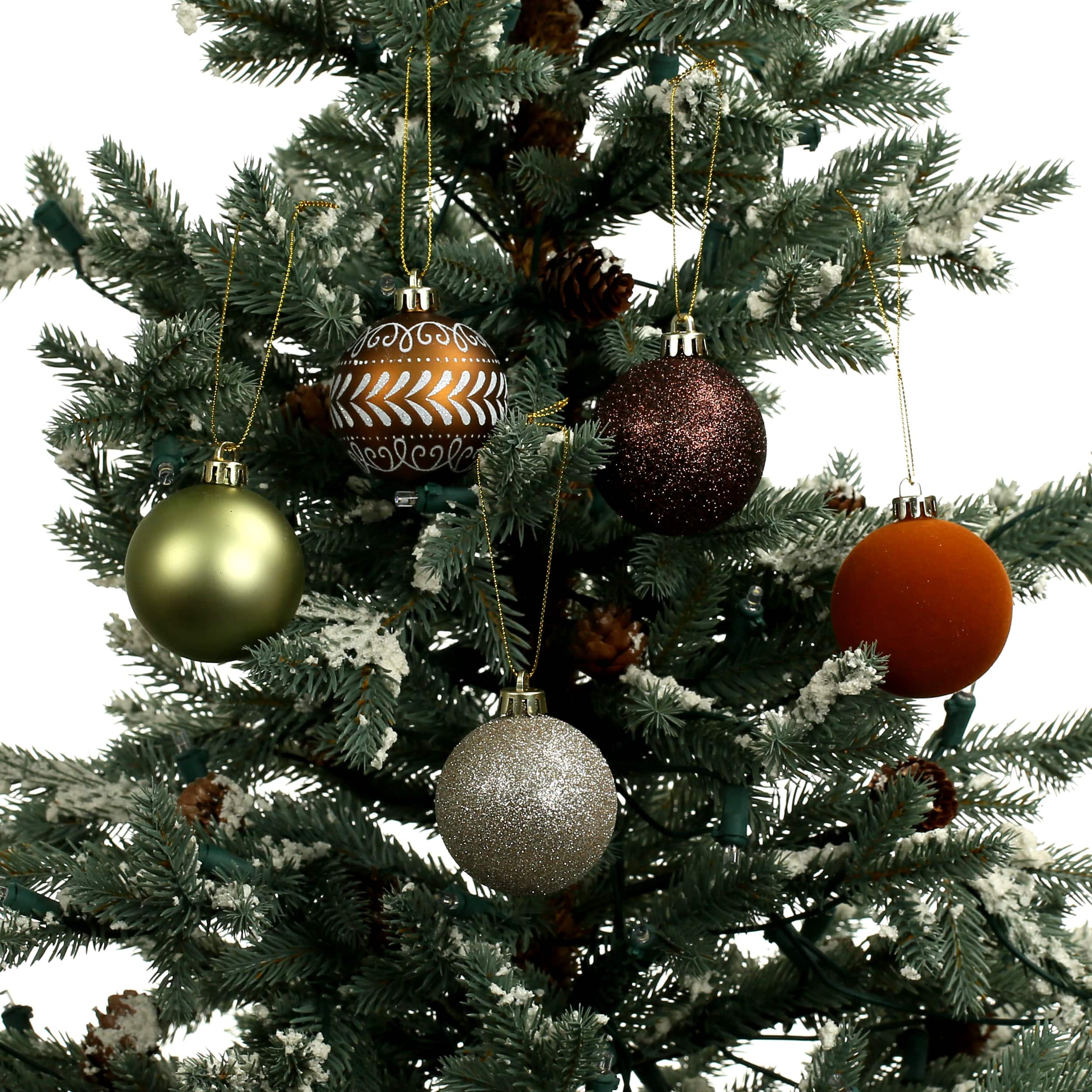 5 Pack 2.2&#x22; Gingerbread Forest Brown, Green &#x26; Gold Shatterproof Ball Ornaments by Ashland&#xAE;