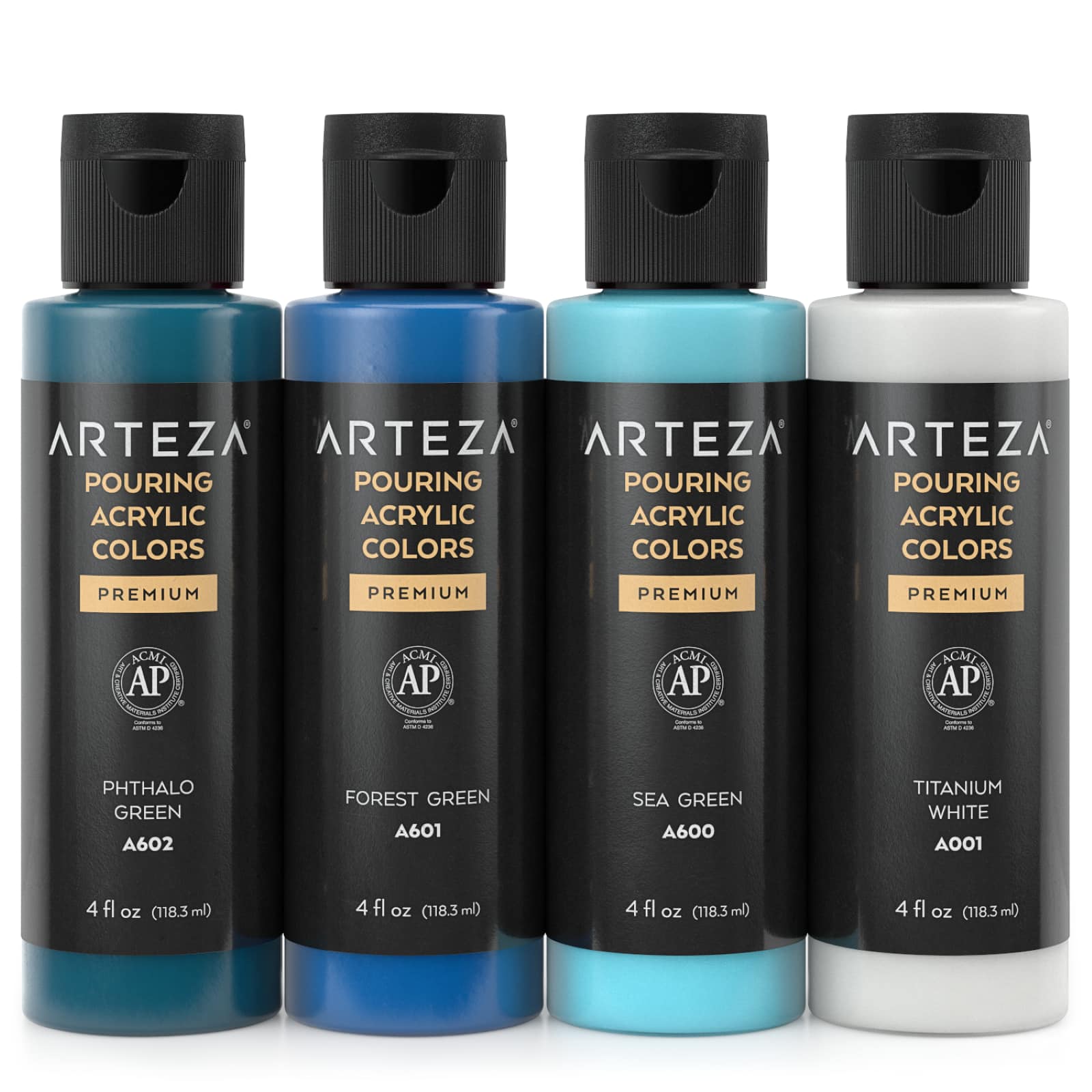 Arteza&#xAE; 4 Color Aqua Tones Acrylic Pouring Paint Set