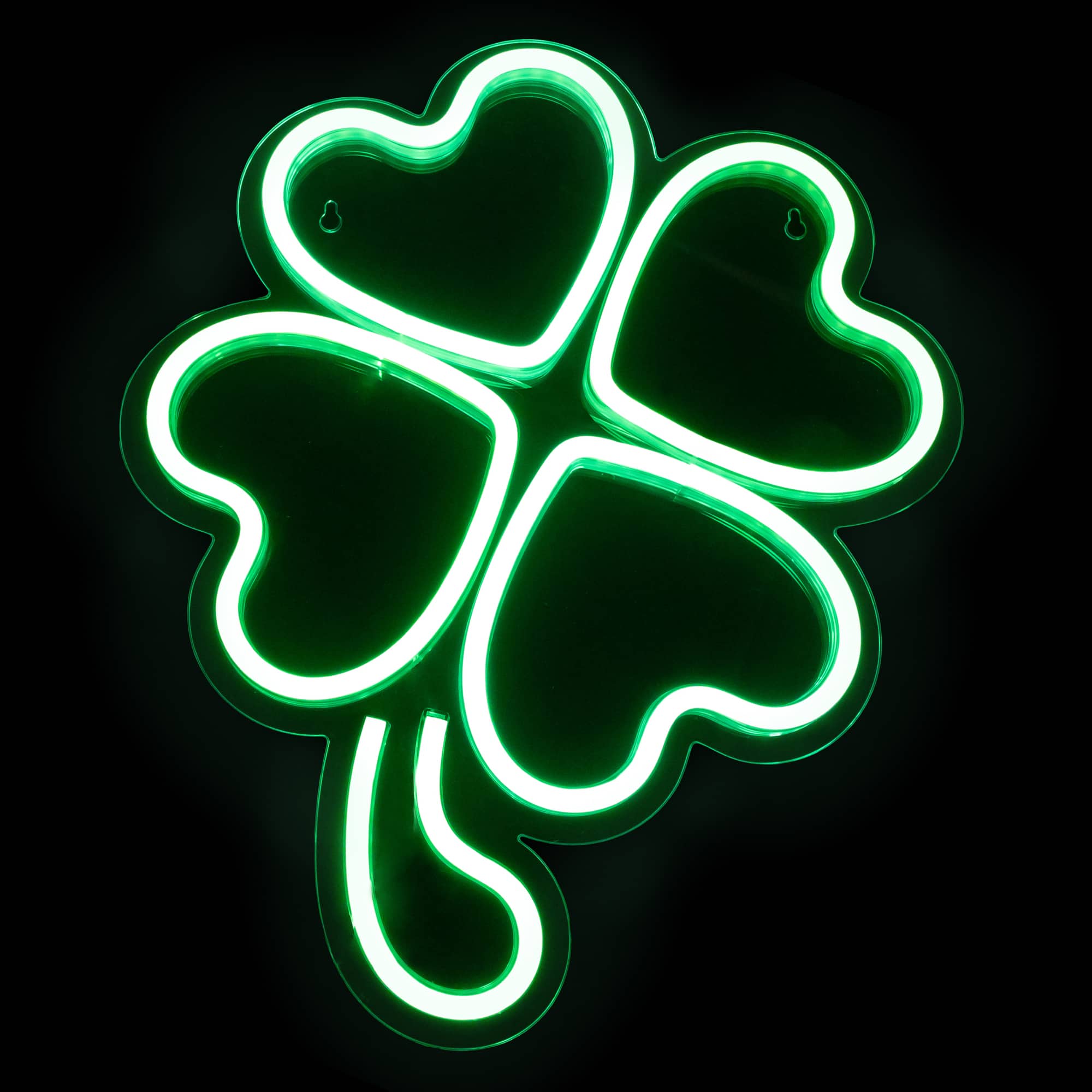 15&#x22; LED Lighted Neon Style Green Shamrock St. Patrick&#x27;s Day Window Silhouette