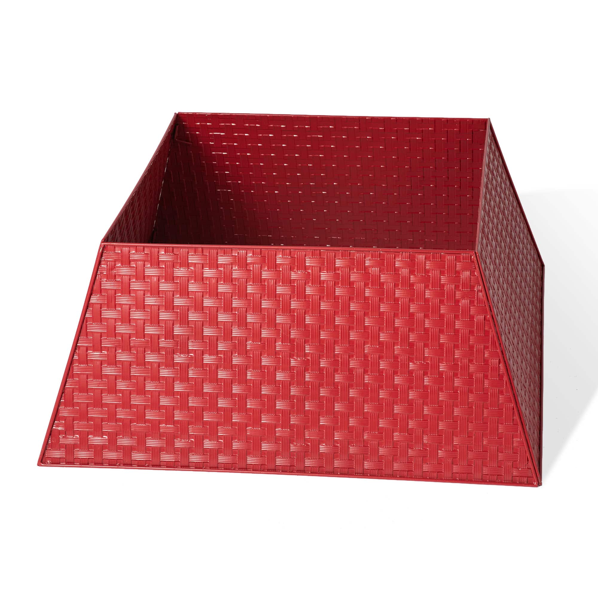 Glitzhome® 25.75" Red Trapezoid Metal Weave Tree Collar