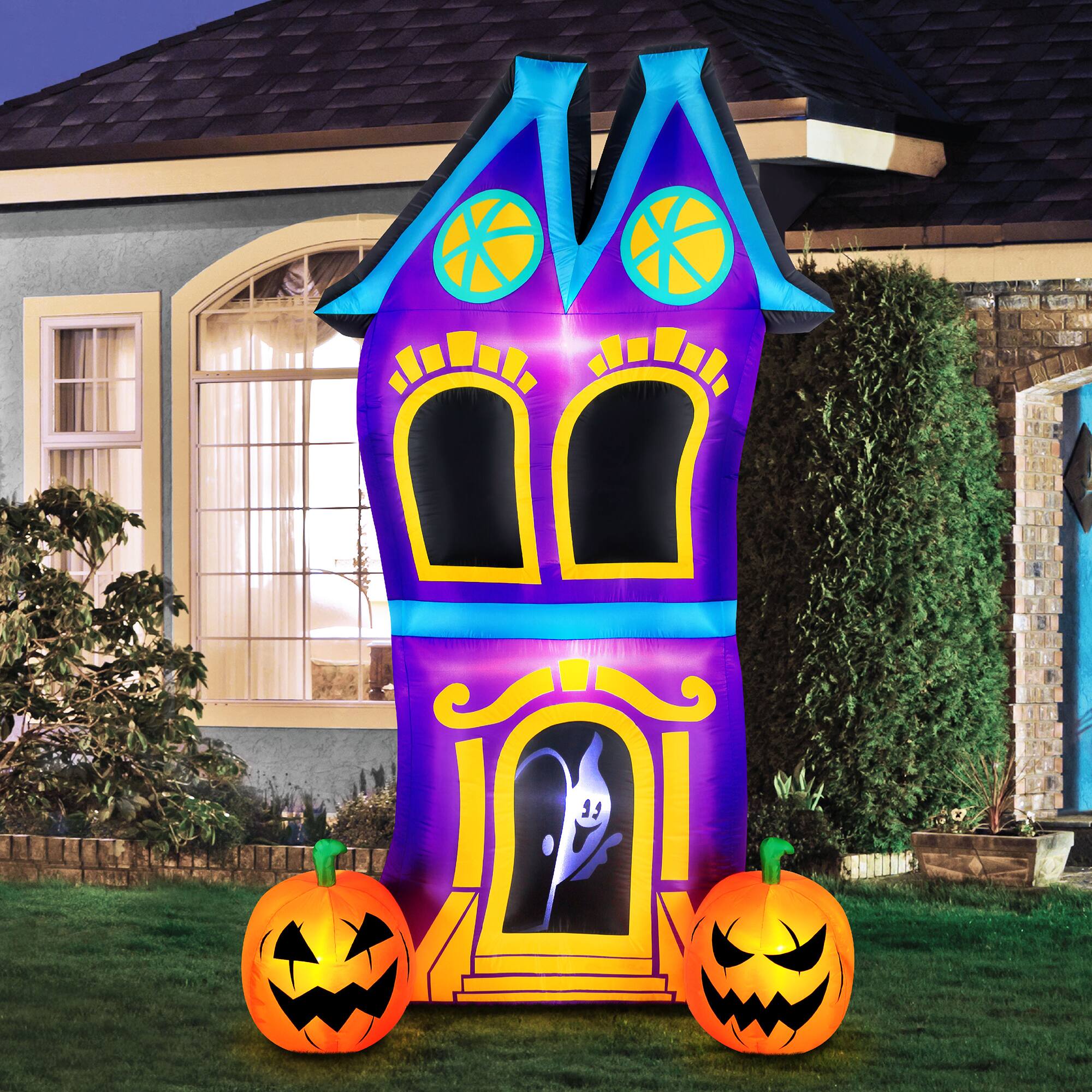 8ft. Airflowz Inflatable Halloween Haunted House with Projection Silhouette