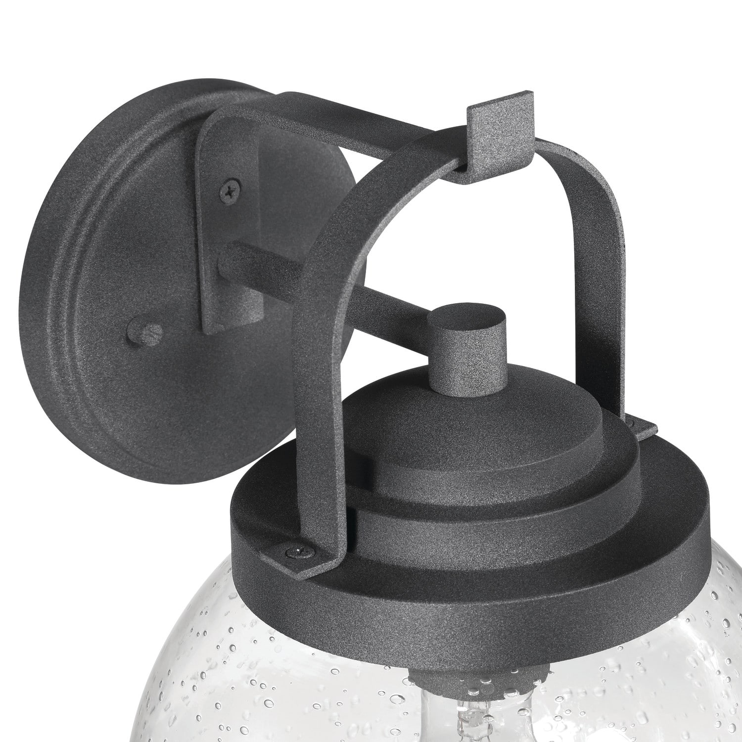 Bertram Distressed Zinc Industrial Lantern Seedy Glass Globe &#x26; Metal Wall Mounted Outdoor Light