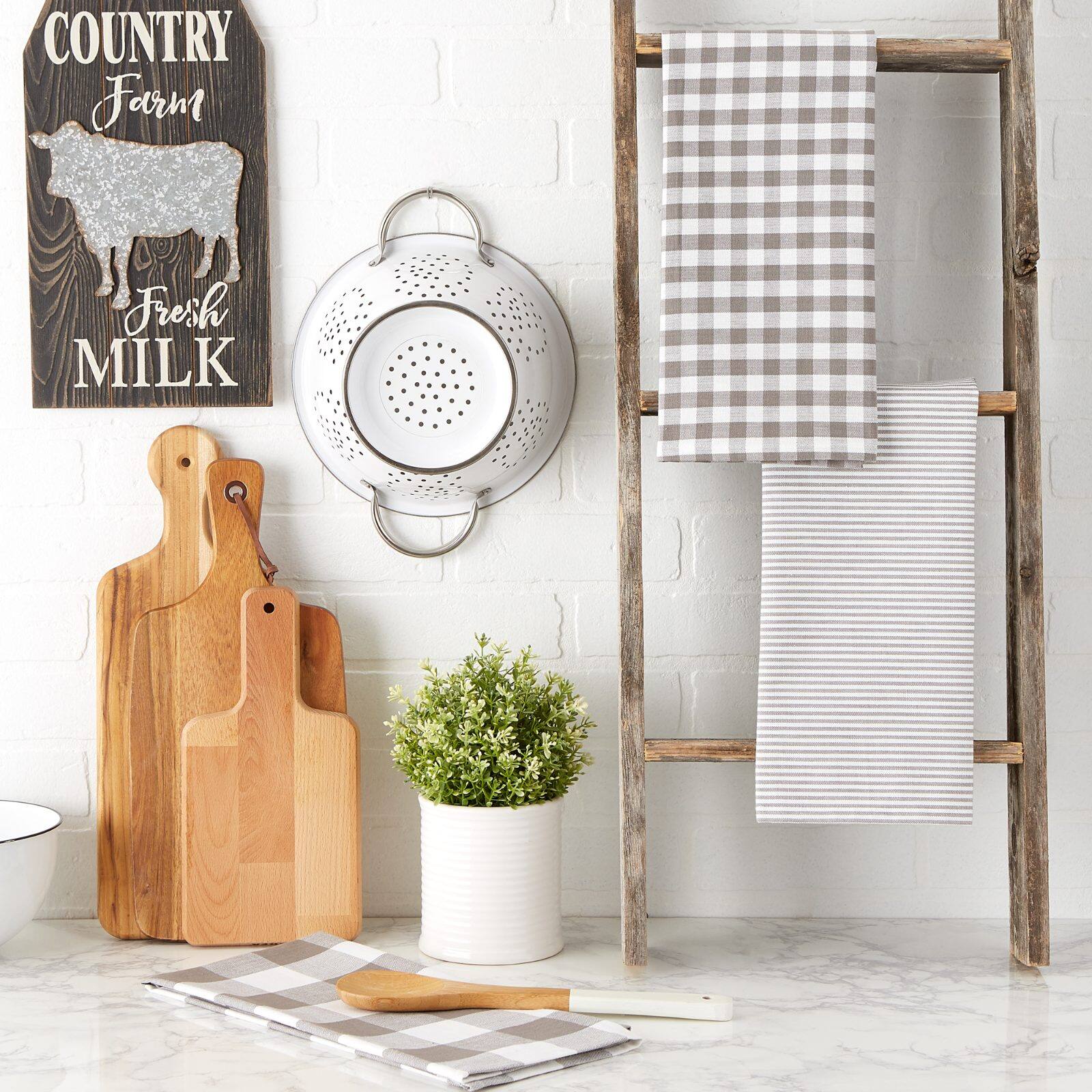 DII® Gray & White Dishtowel Set