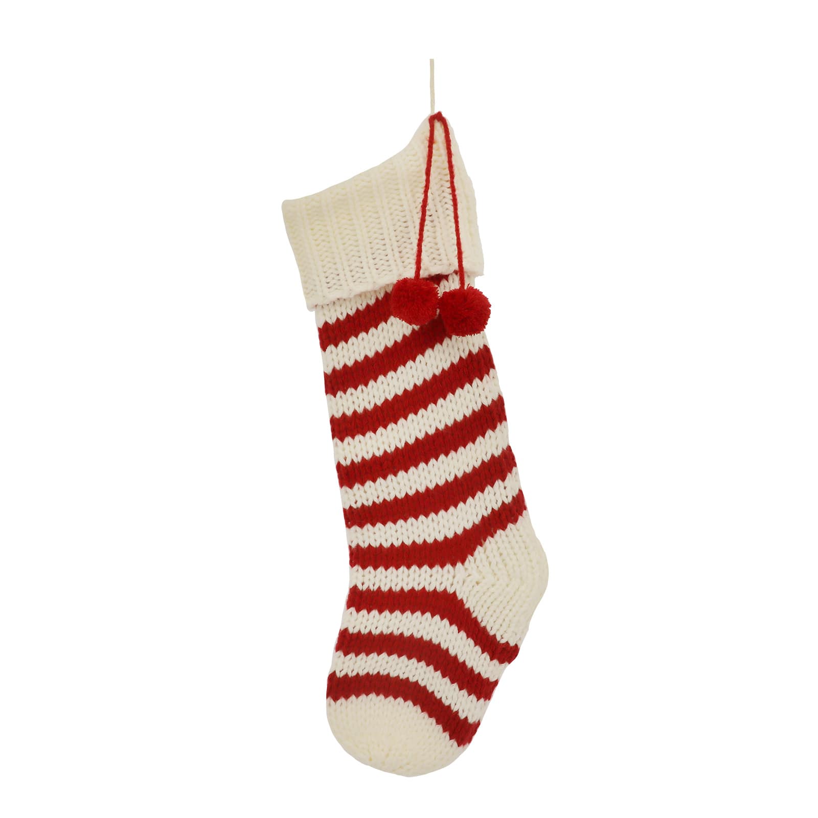 Assorted 22&#x22; Striped Knit Stocking with Pom Pom Tassels, 1pc. by Ashland&#xAE;