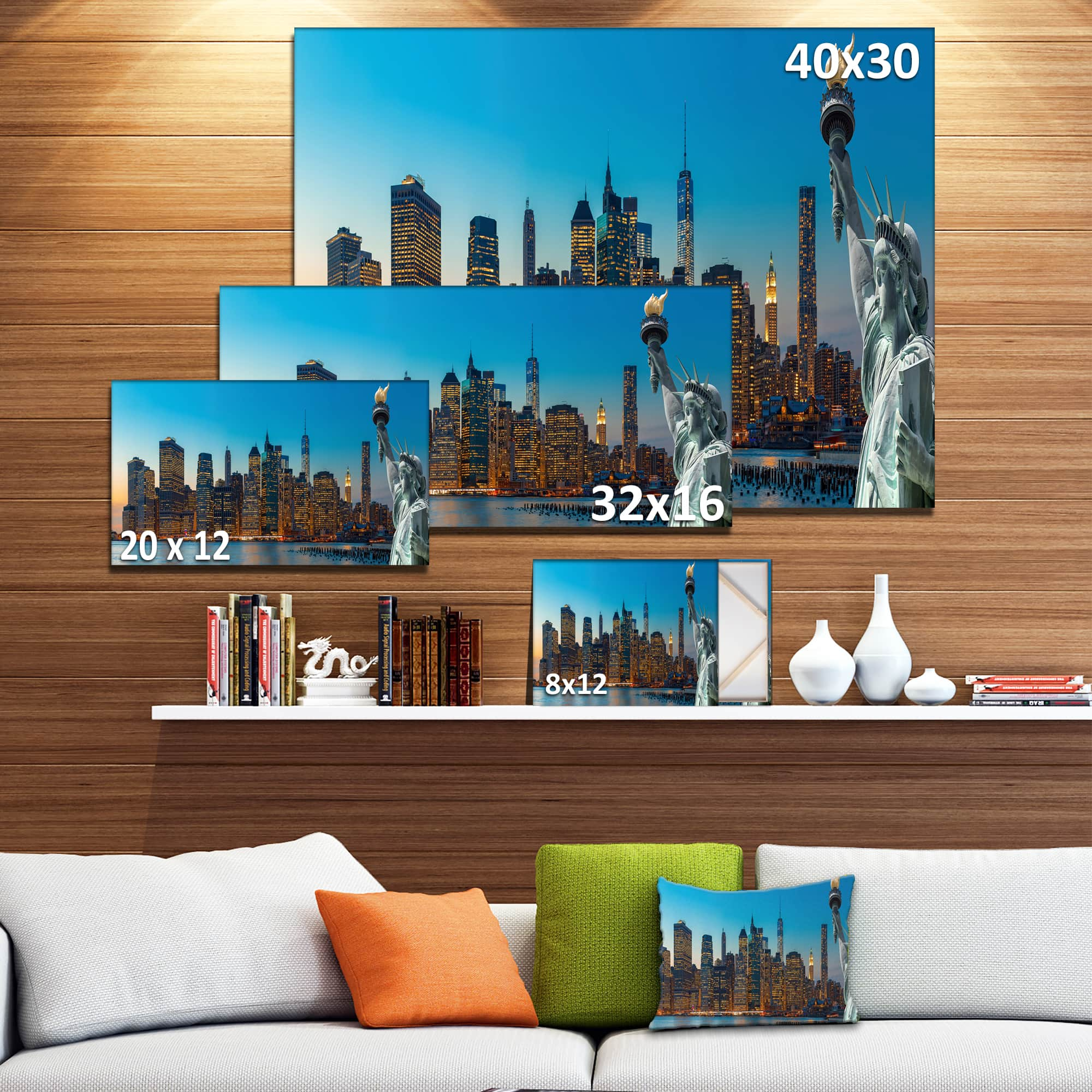 Designart - Evening New York City Skyline Panorama - Extra Large Canvas Art Print