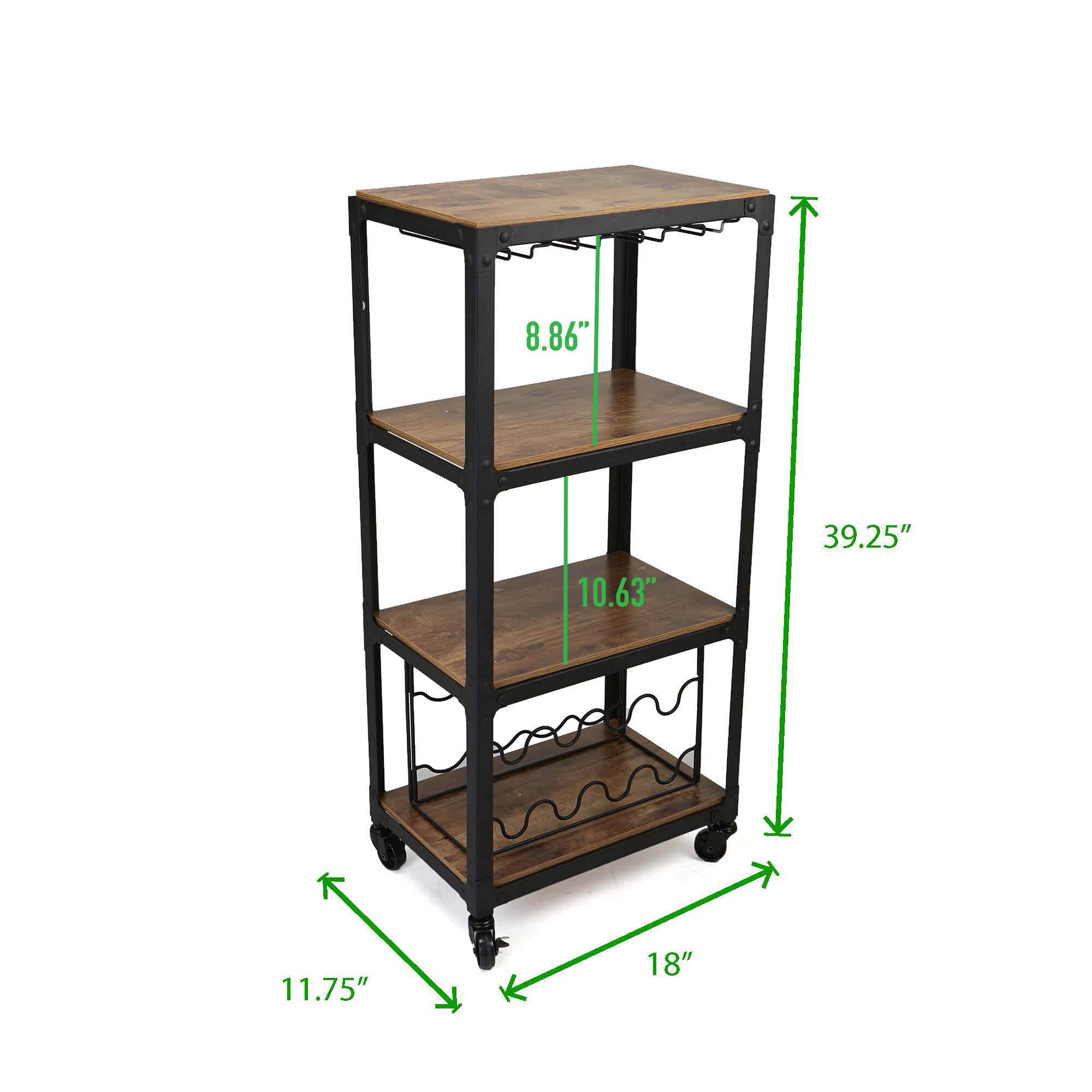 Mind Reader 39&#x22; 4-Tier Rolling Bar Cart