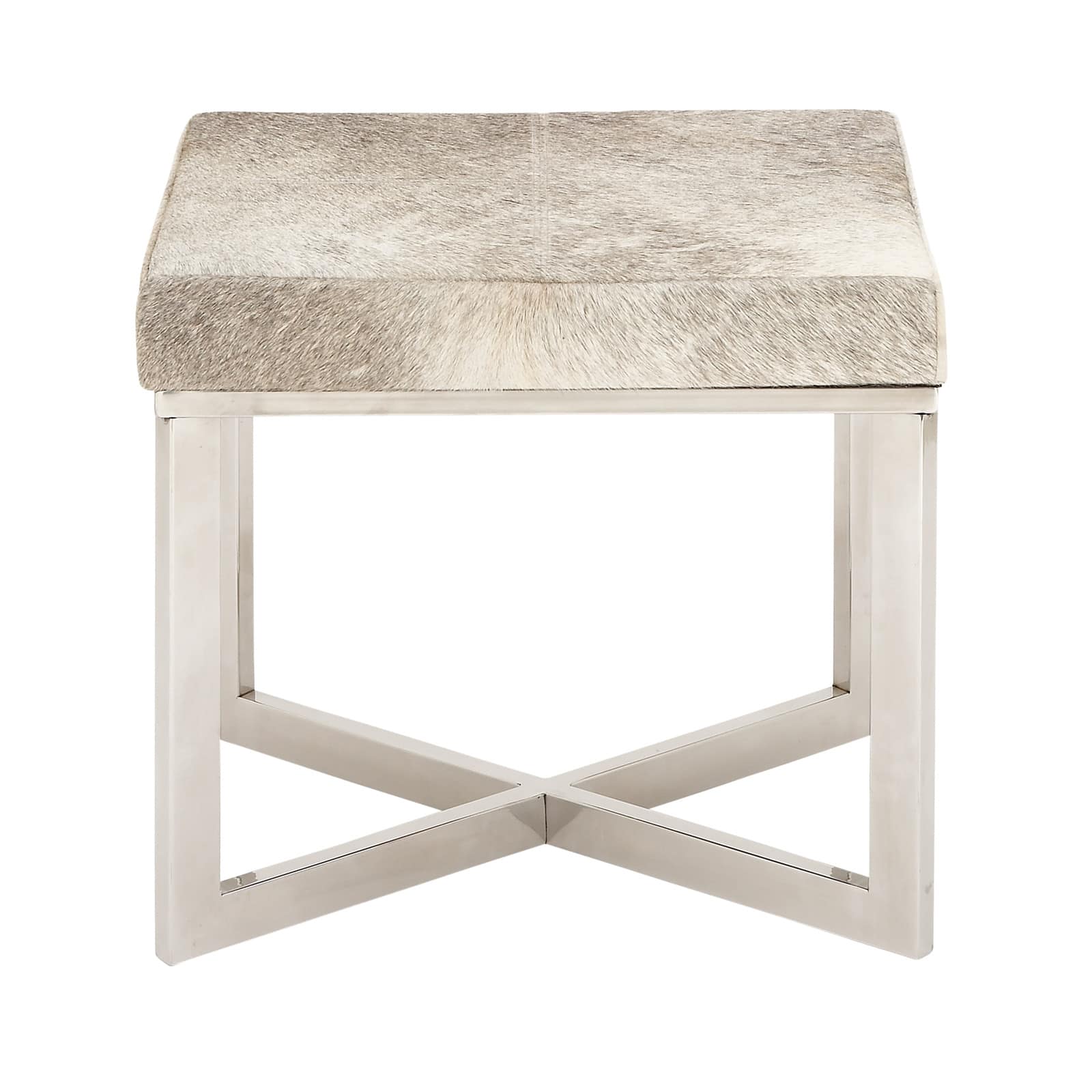 20&#x22; Gray &#x26; White Stainless Steel Contemporary Stool