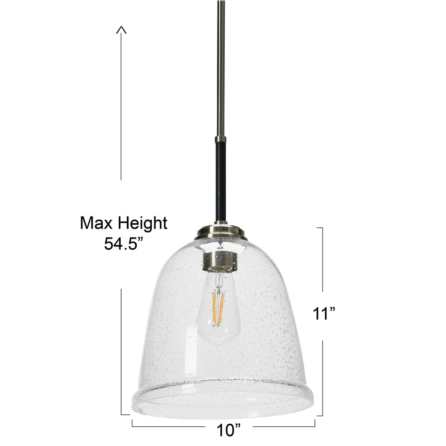 Hello Honey® Robert Stevenson Lighting Landry 11" Black & Nickel Seedy Glass & Metal Ceiling Light