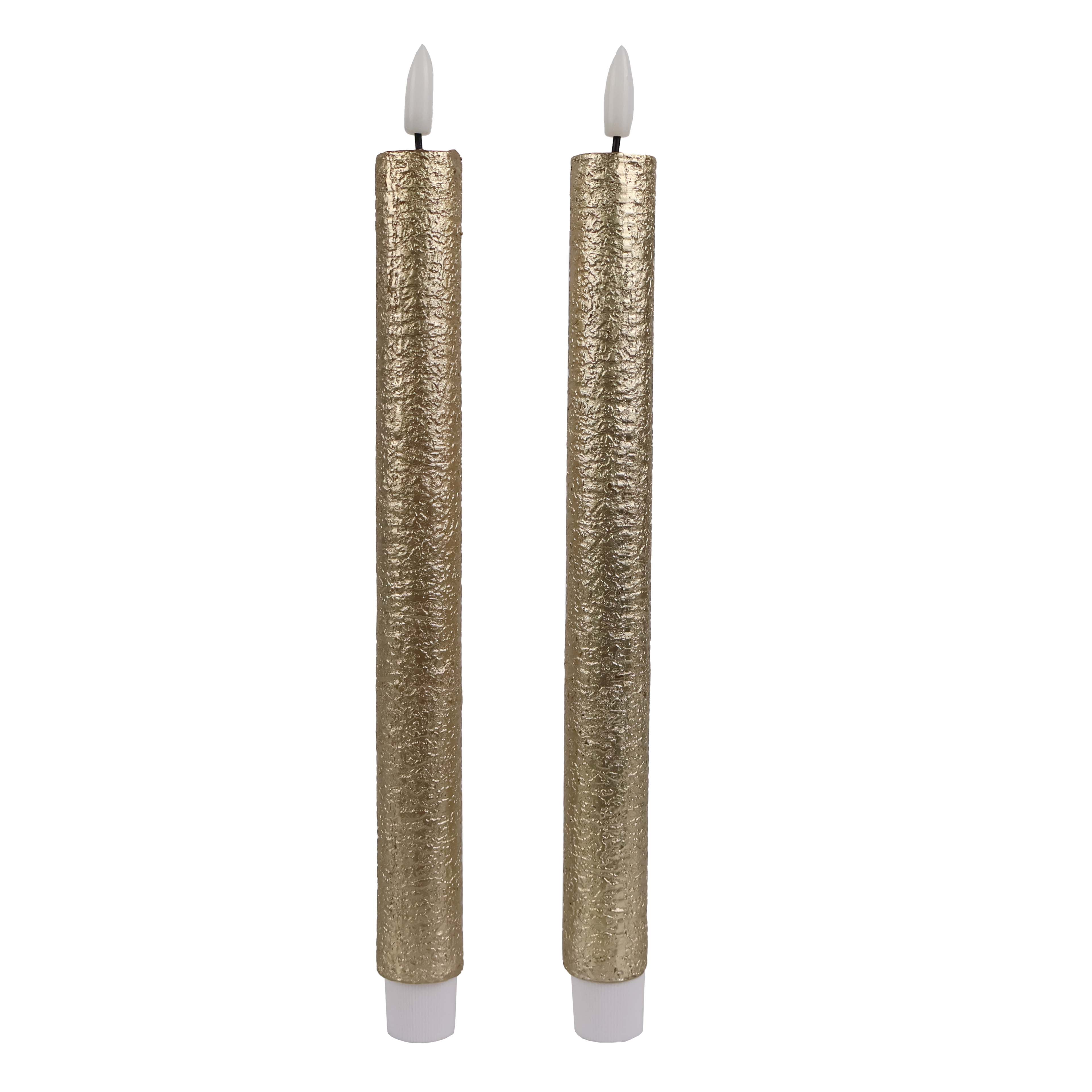 10.5&#x22; Gold Birch LED Wax Taper Candles, 2ct. by Ashland&#xAE;