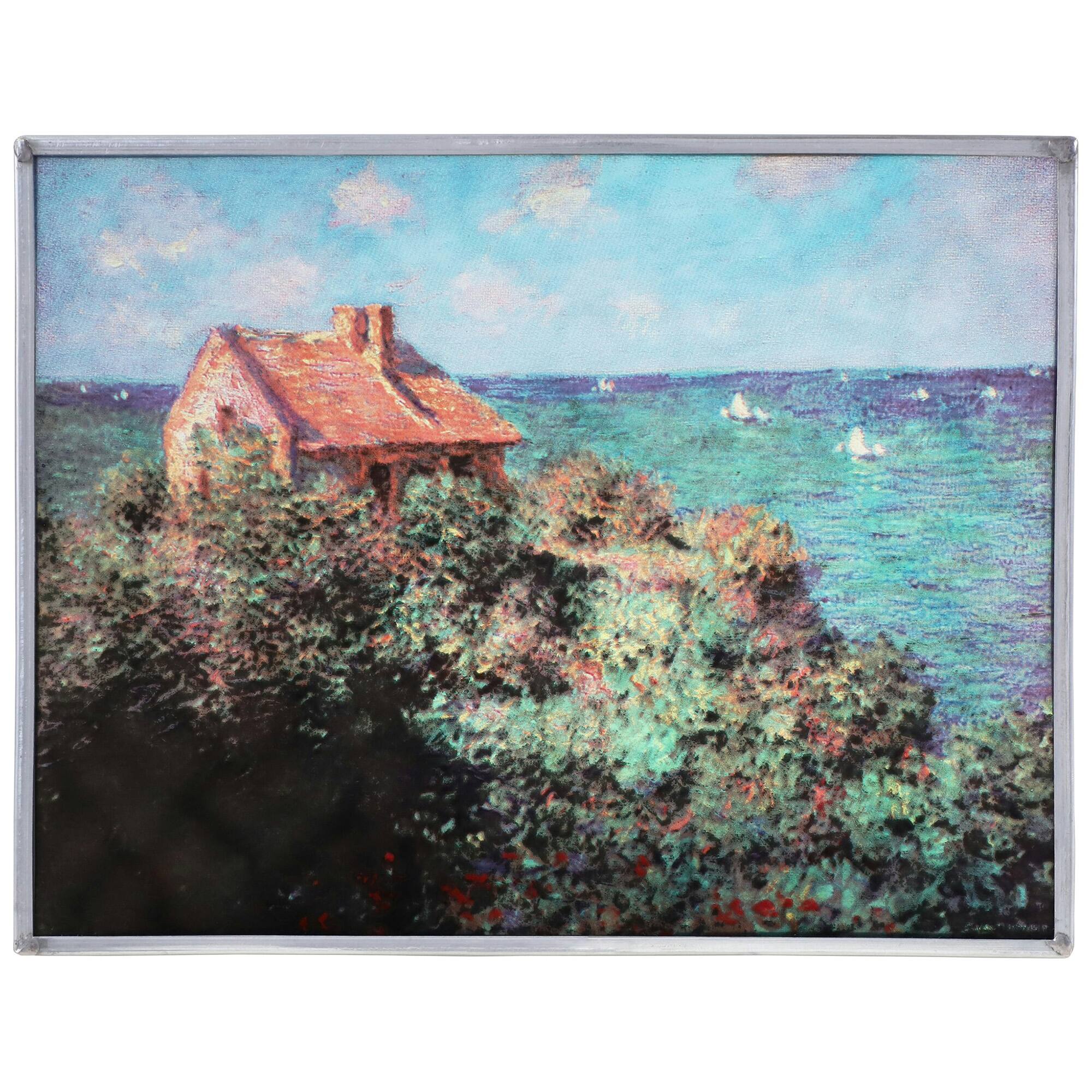 Design Toscano Fisherman&#x27;s Cottage on the Cliffs at Varengeville 1882 Art Glass Panel