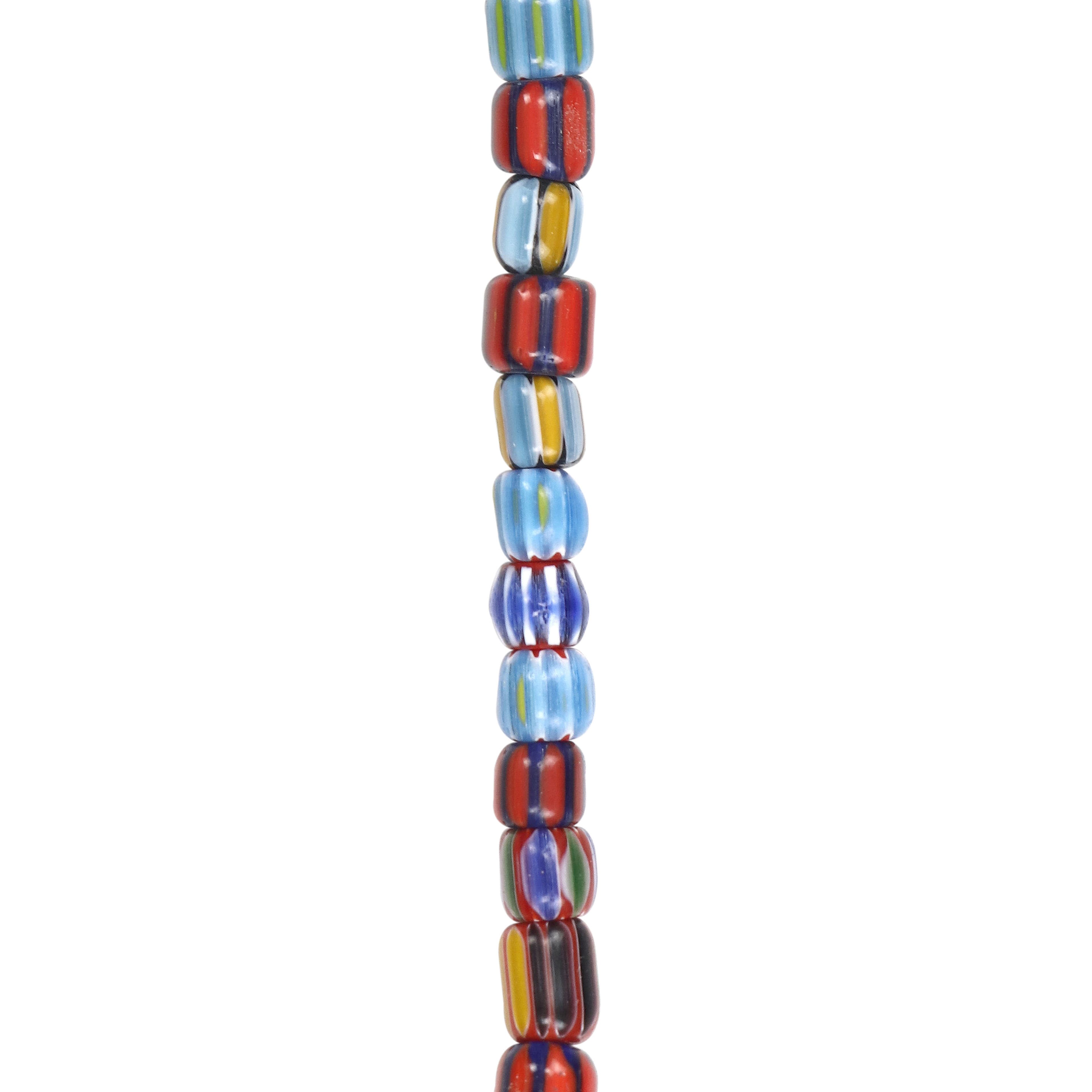 12 Pack: Multicolor Striped Lamp Work Glass Tube Beads by Bead Landing&#xAE;