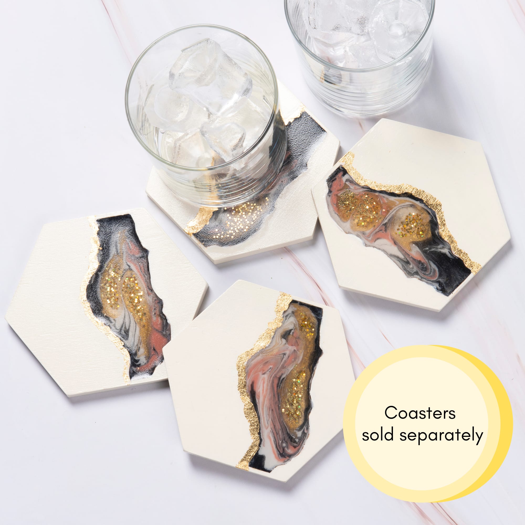 Mod Podge® Black & Gold Do-It-Yourself Geode Coaster Kit