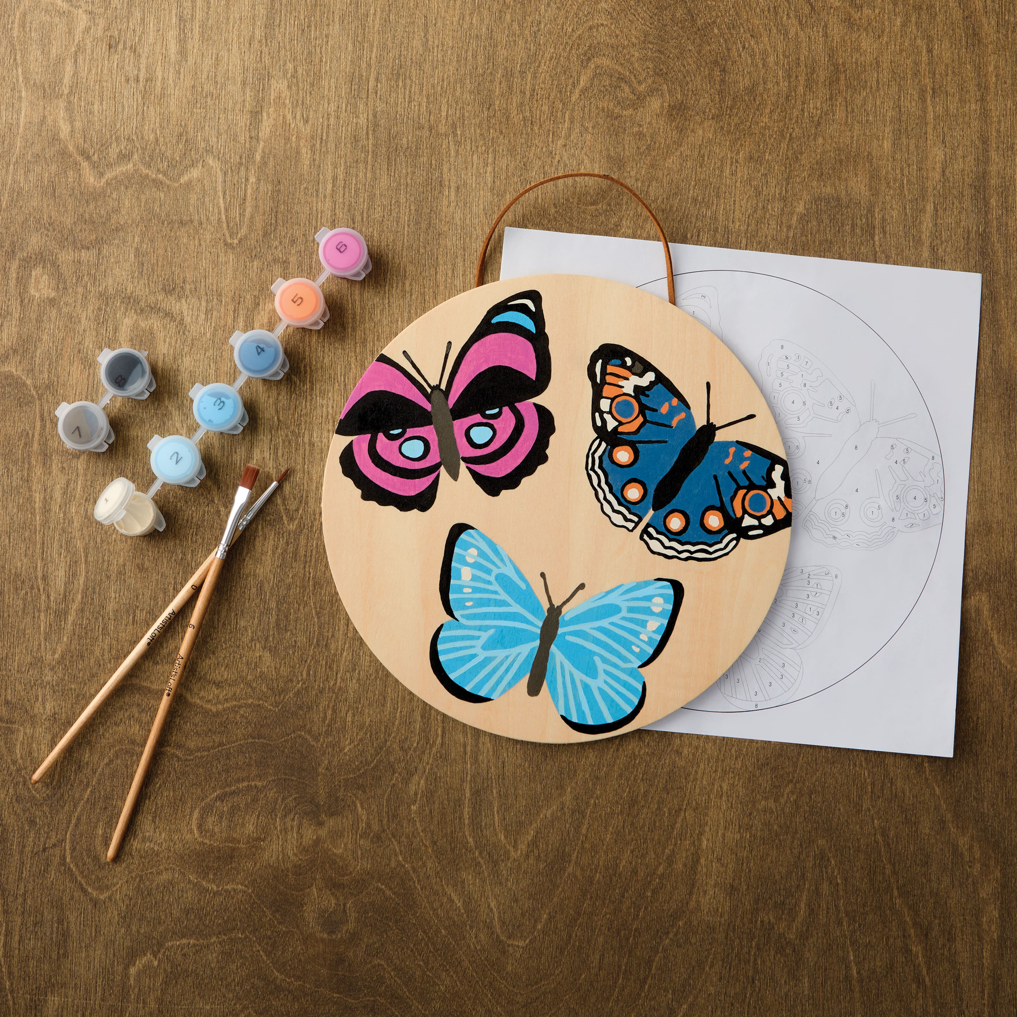 Butterflies Paint-by-Number Round Plywood Surface Kit by Artist&#x27;s Loft&#xAE;