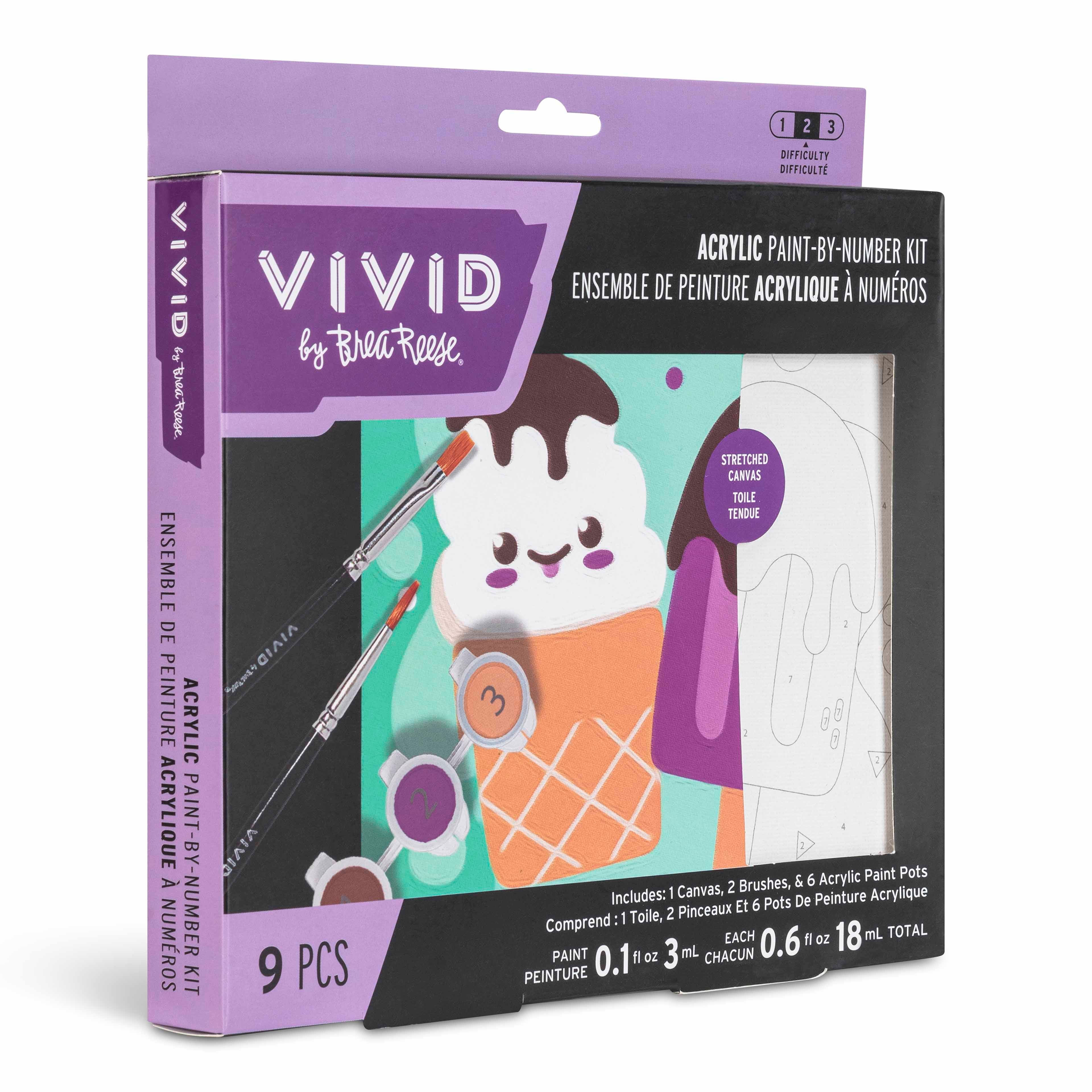 VIVID by Brea Reese&#xAE; Ice Cream Acrylic Paint-by-Number Kit