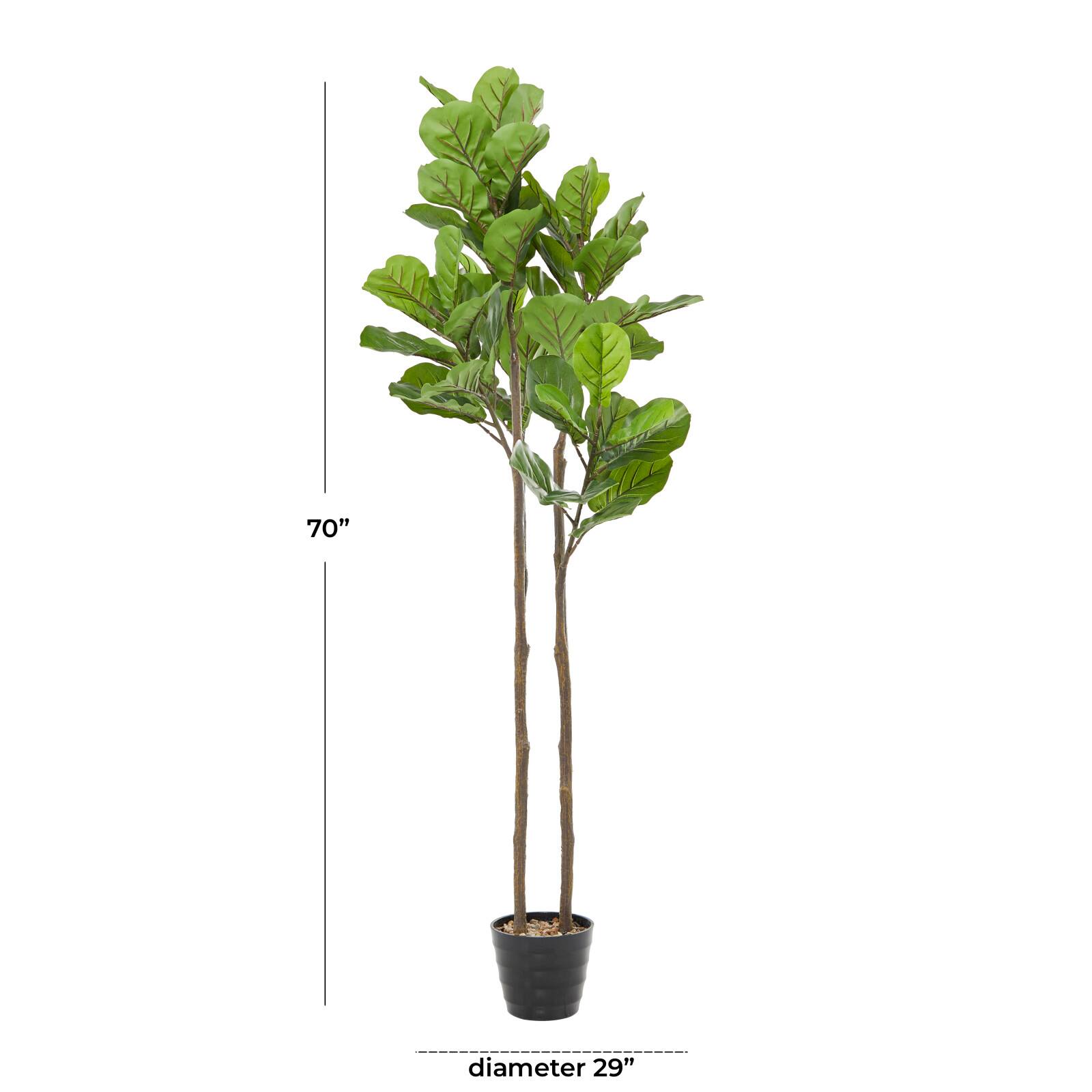 6ft. Green Faux Foliage Fiddle Leaf Artificial Tree with Black Melamine Pot
