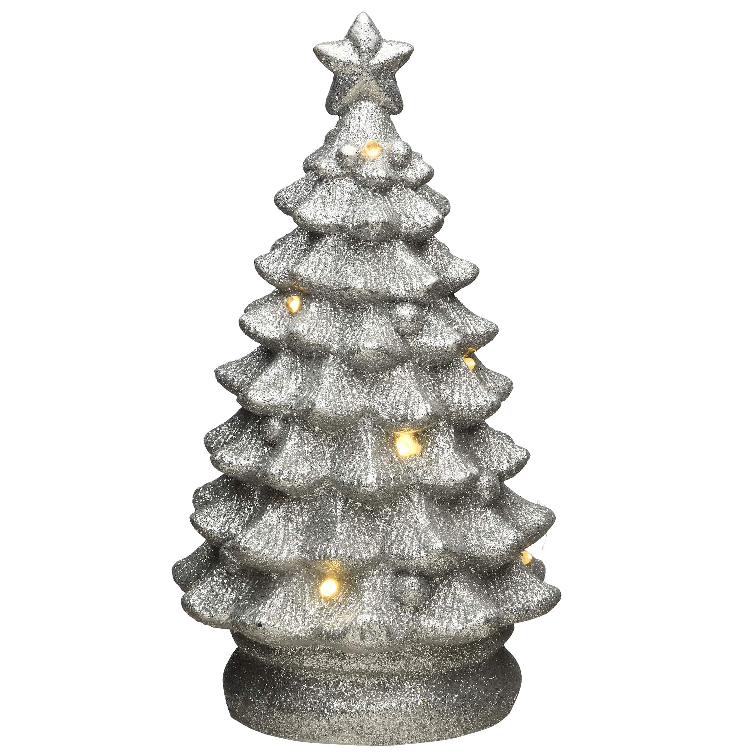 9&#x22; Lighted Silver Christmas Tree Figurine