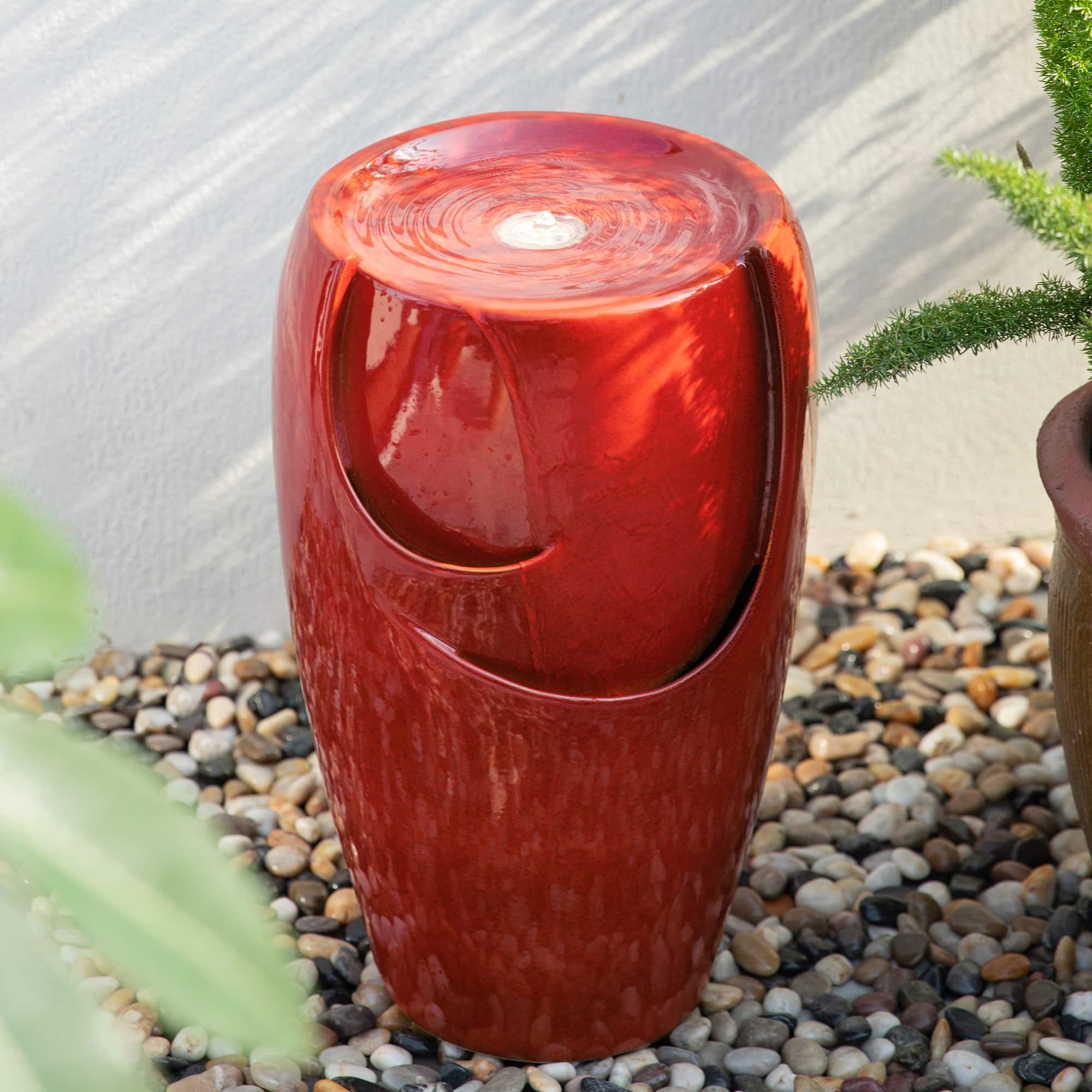 Glitzhome&#xAE; 21&#x22; Red LED Ceramic Fountain