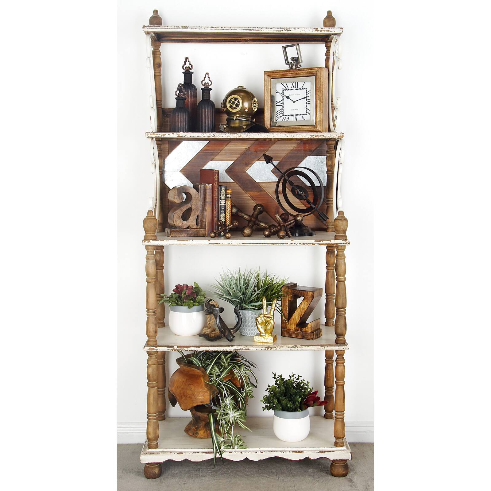 White Wood Farmhouse Shelving Unit