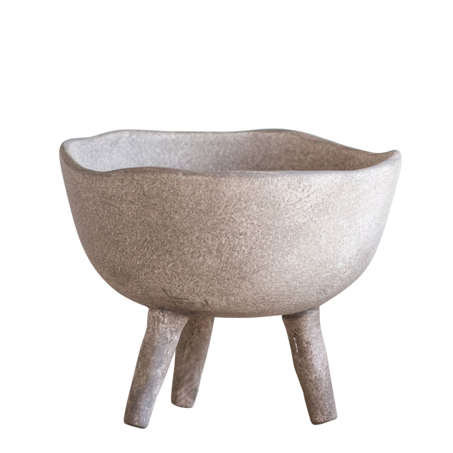 5.5&#x22; Large Matte Taupe Terracotta Footed Planter