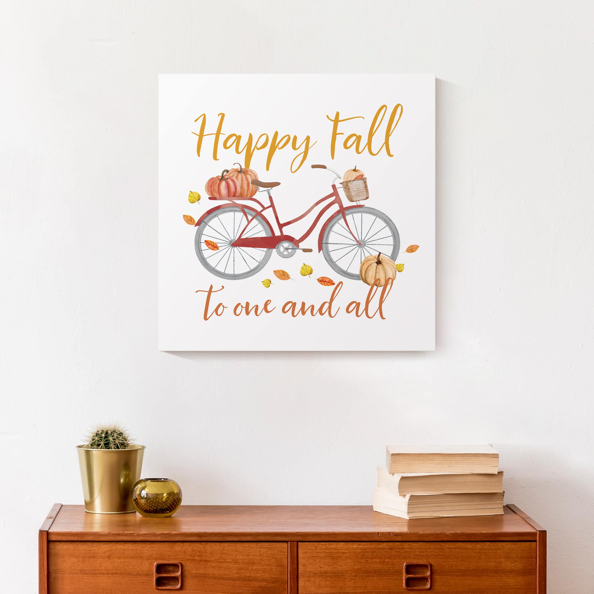 Happy Fall Bike Canvas Wall Art