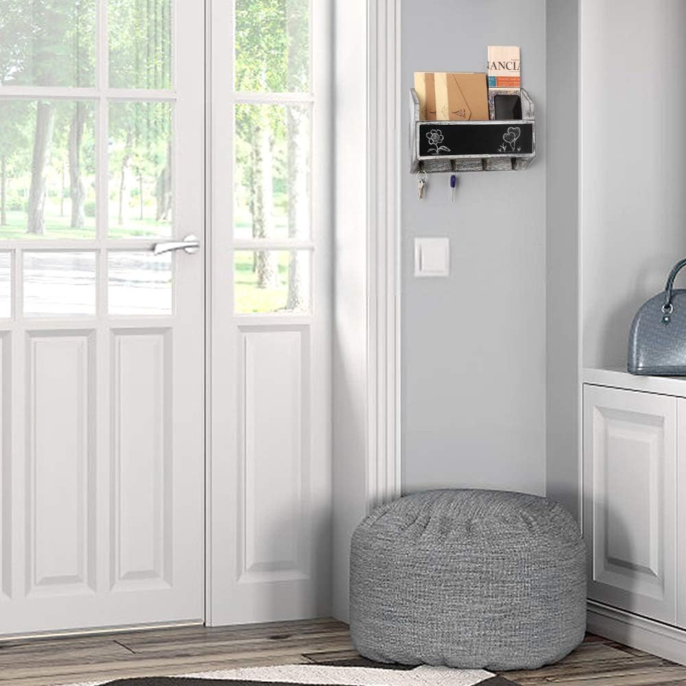 NEX&#x2122; Wall Mount Mail &#x26; Key Holder Organizer with Chalkboard Surface