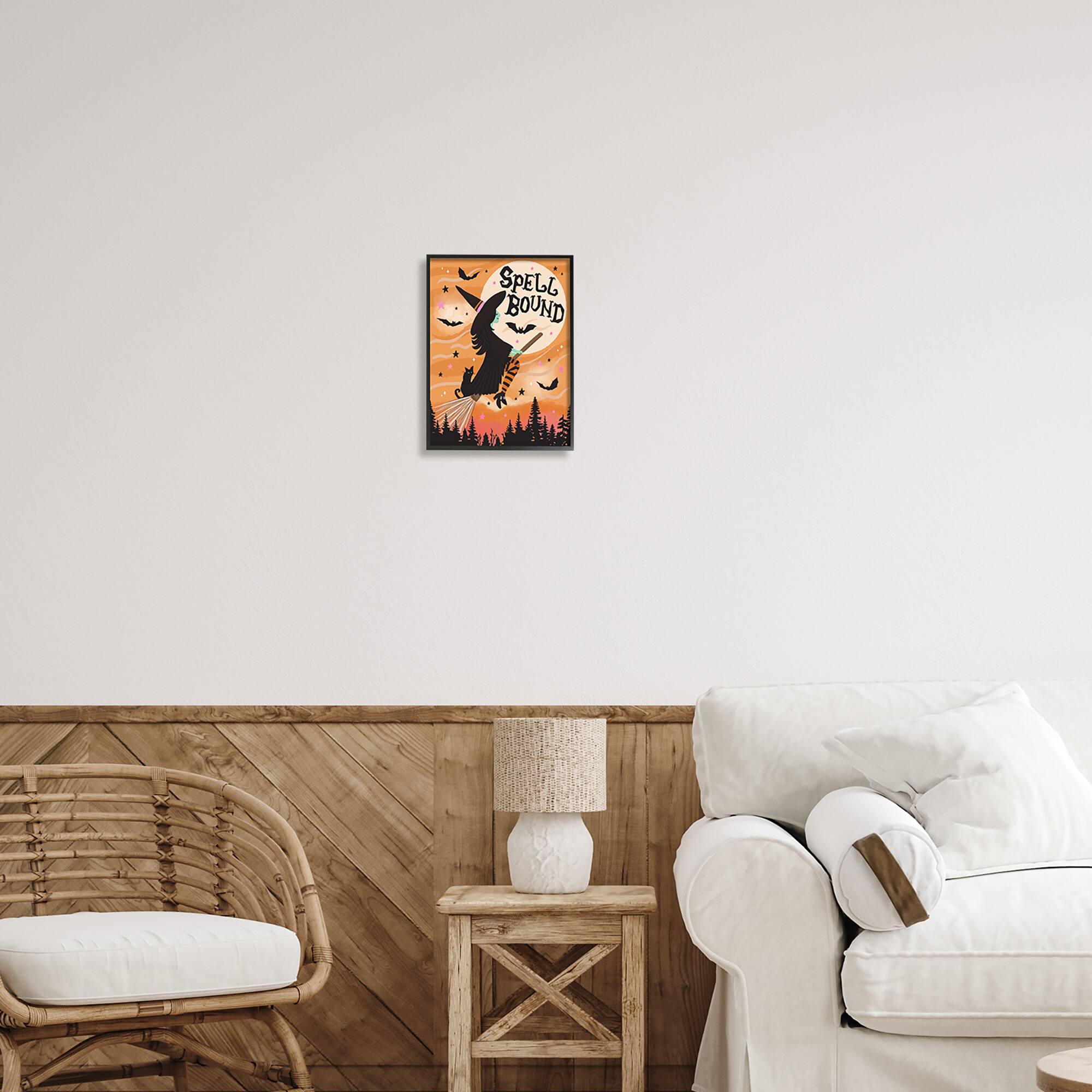 Stupell Industries Spell Bound Witch Flying Moonlit Sky Framed Giclée Wall Art