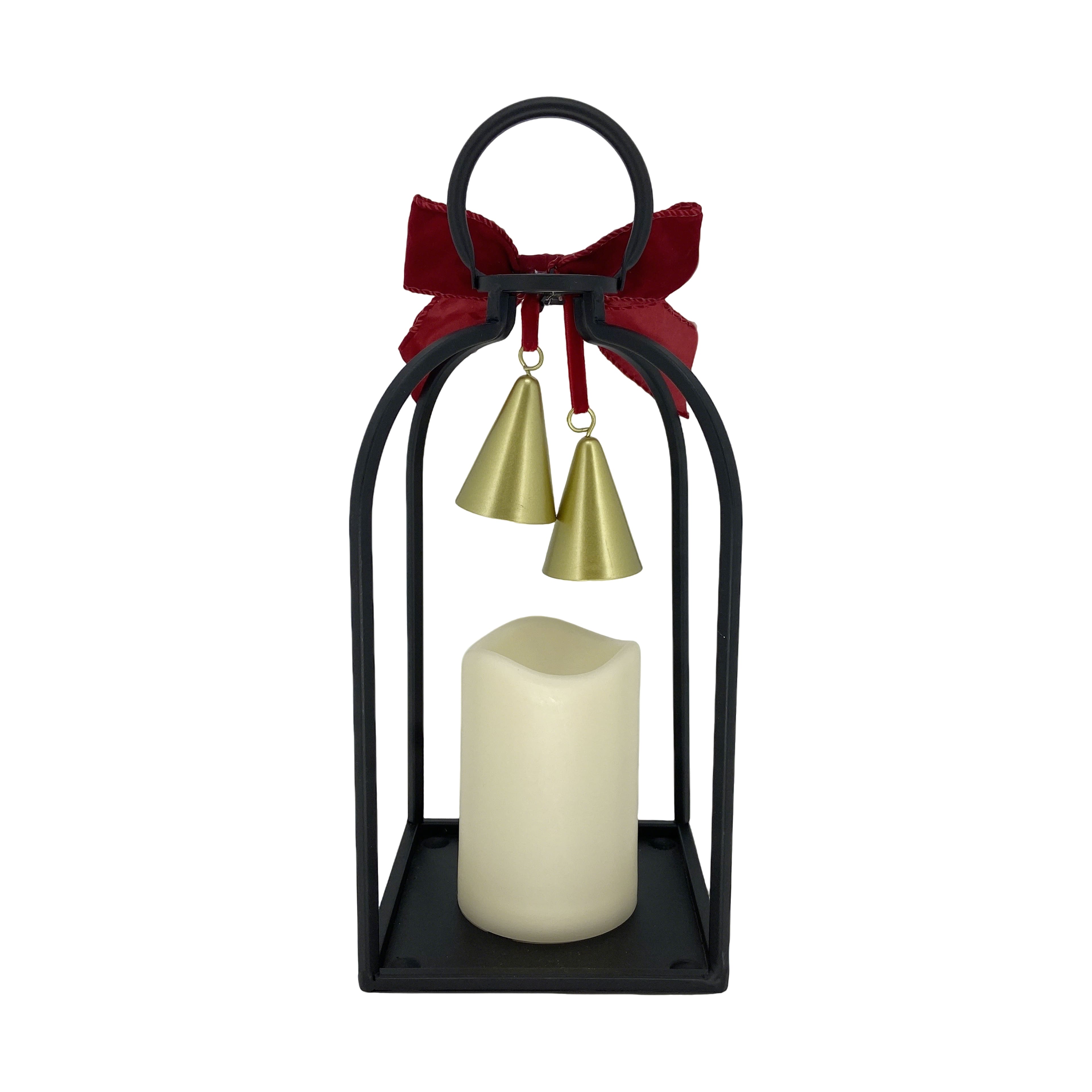 Red Bow & Bells LED Pillar Lighted Lantern by Ashland