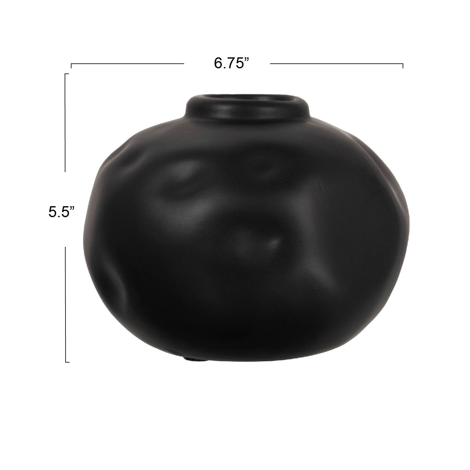 Hello Honey® 5.5" Matte Black Pinched Organic Shape Terracotta Vase